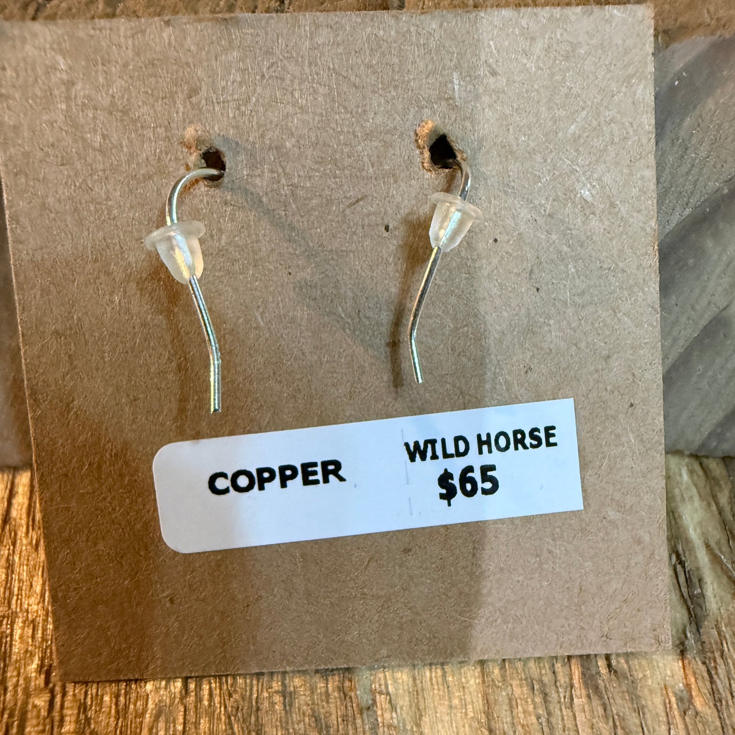 Wild Horse One Inch Gemstone Wire Drop Copper Earrings In Sterling Silver Wild West Boho