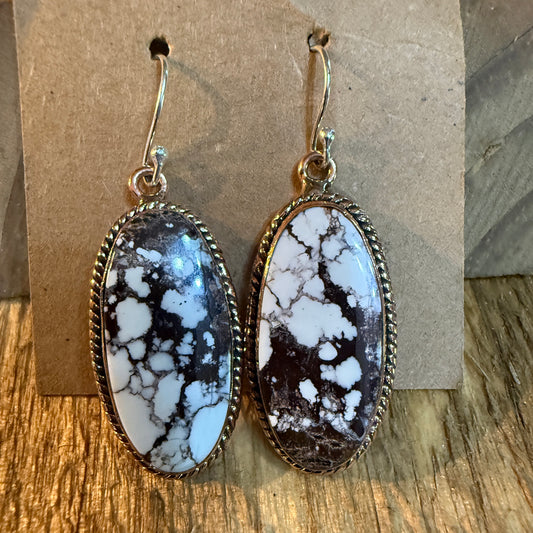 Wild Dahlia One Inch Gemstone Drop Earrings With Sterling Silver Wire Wild West Boho