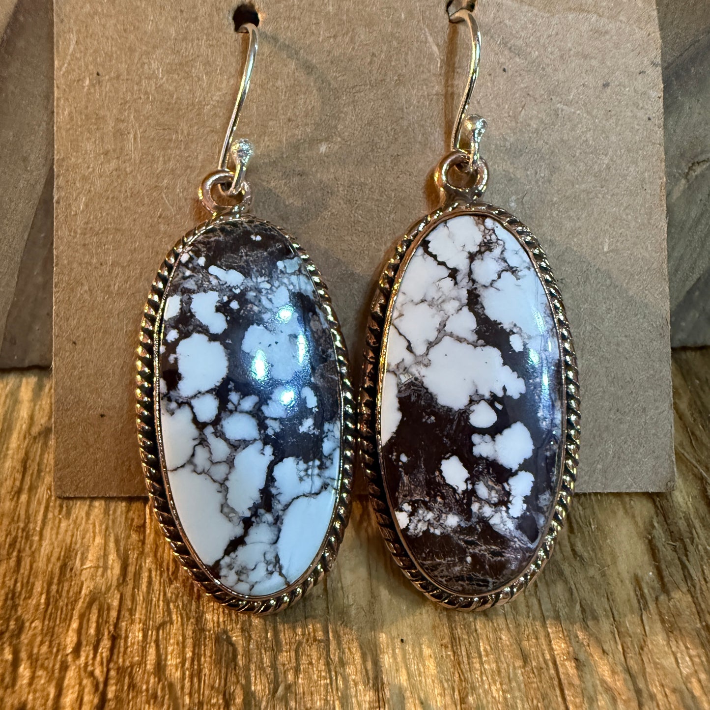 Wild Dahlia One Inch Gemstone Drop Earrings With Sterling Silver Wire Wild West Boho