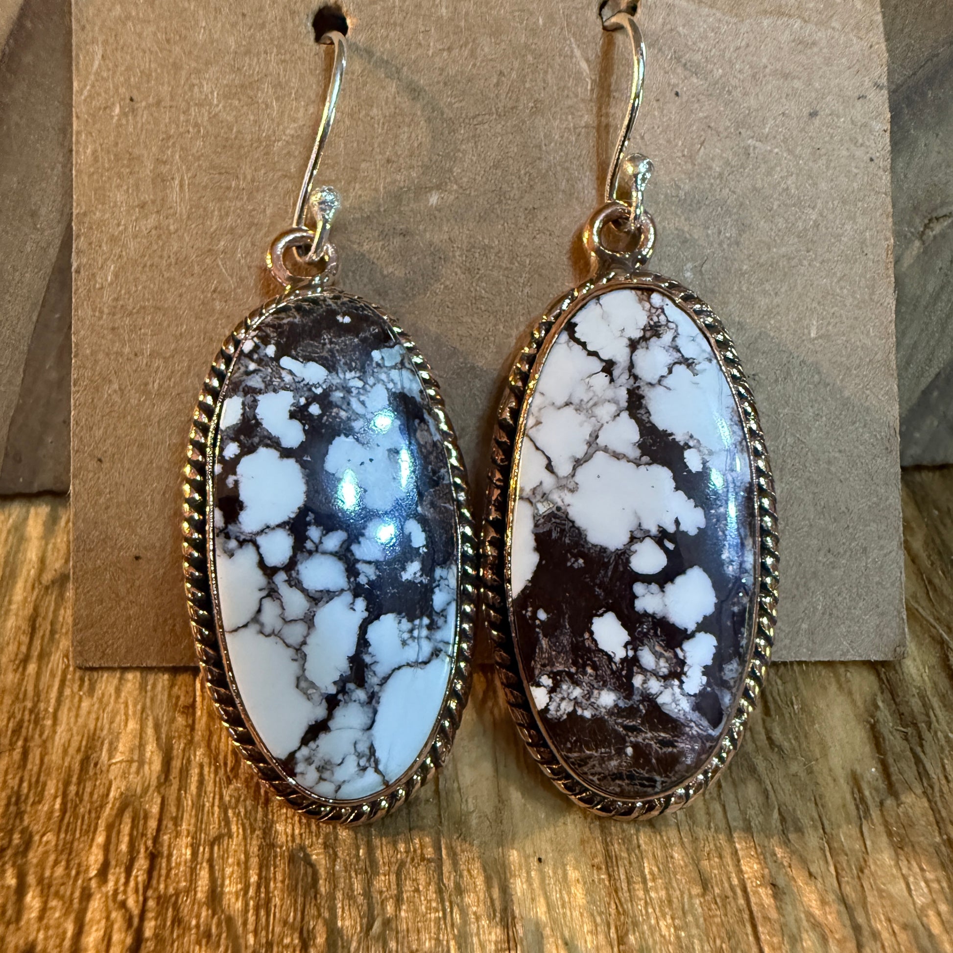 Wild Dahlia One Inch Gemstone Drop Earrings With Sterling Silver Wire Wild West Boho