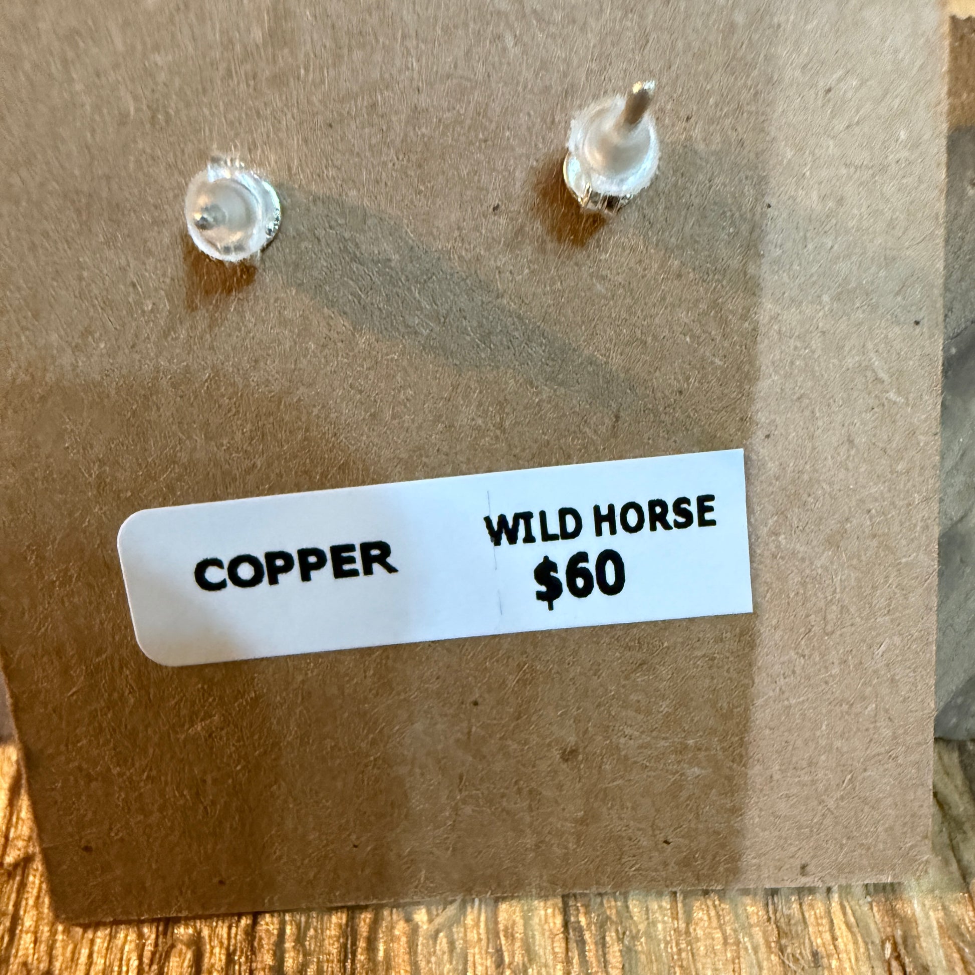Wild Horse Dahlia Copper Stud Earrings Genuine Gemstone One Inch Wild West Boho