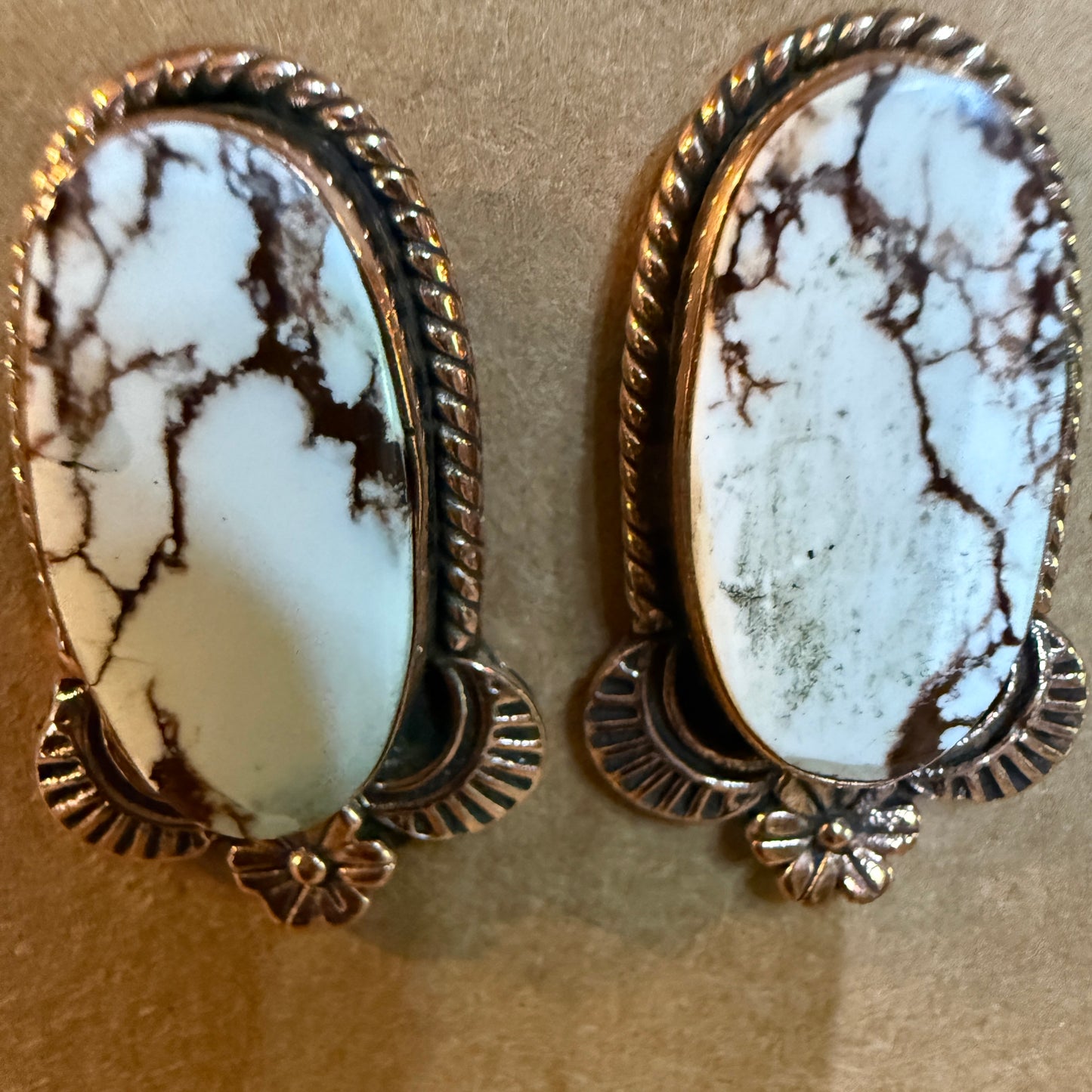 Wild Horse Dahlia Copper Gemstone Stud Earrings One Inch Wild West Boho
