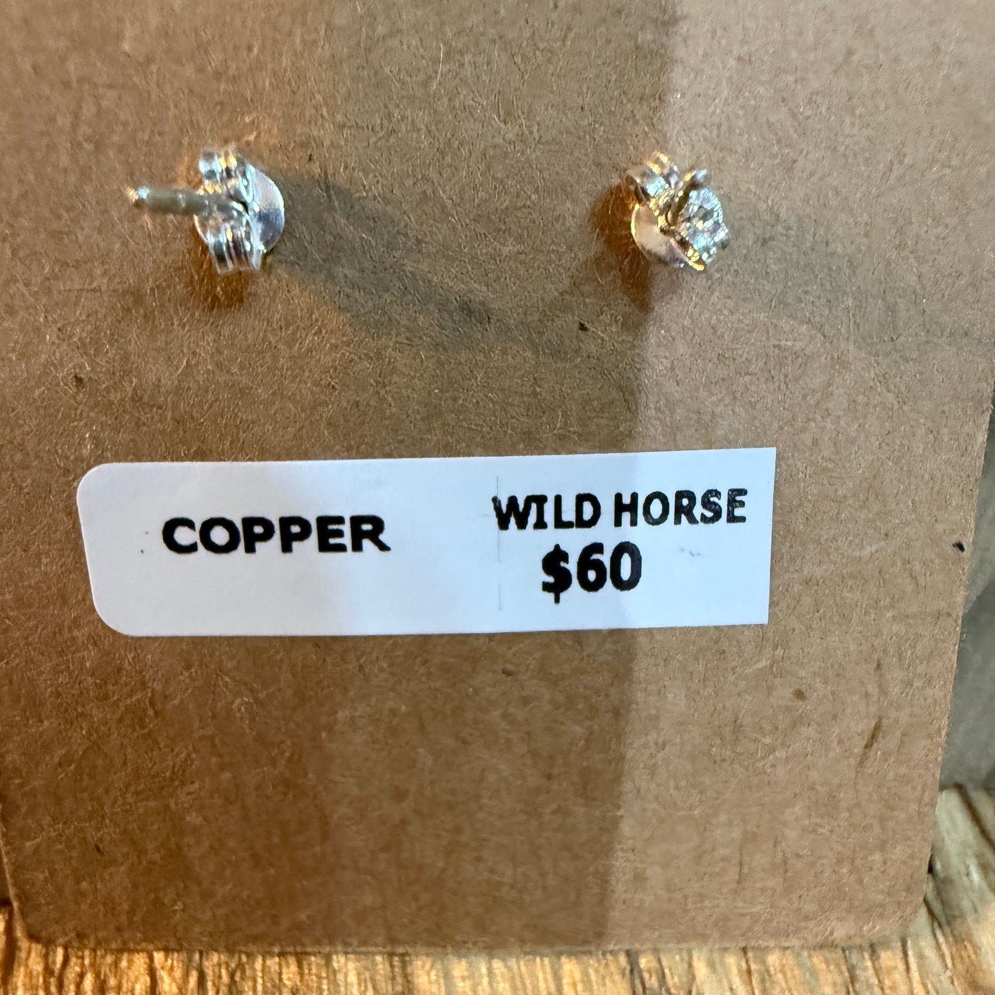 Wild Horse Dahlia Copper Gemstone Stud Earrings One Inch Wild West Boho