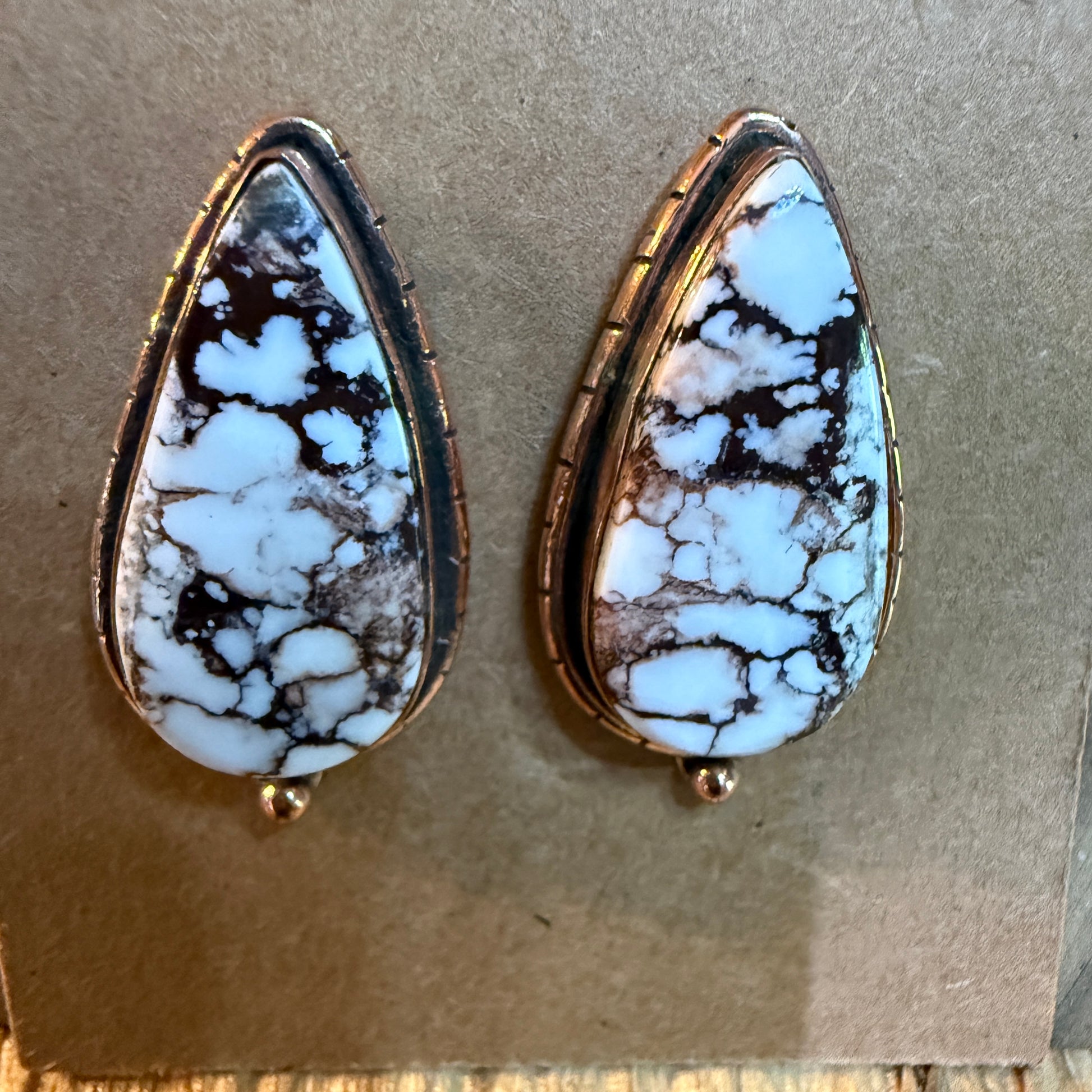 Wild Horse Dahlia Copper Gemstone Stud Earrings One Inch Wild West Boho