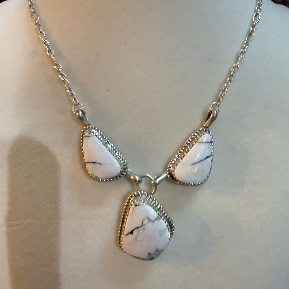 Jennifer Begay White Buffalo Dahlia Gemstone Necklace Sterling Silver 16in Wild West Boho