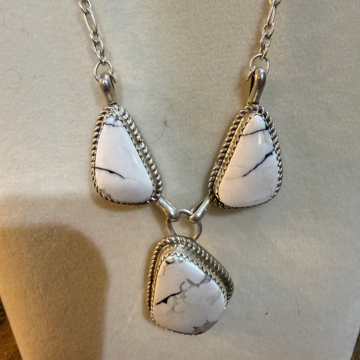 Jennifer Begay White Buffalo Dahlia Gemstone Necklace Sterling Silver 16in Wild West Boho