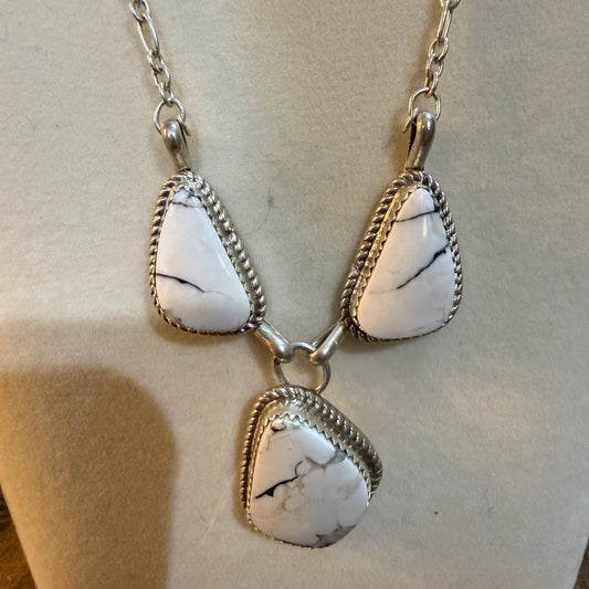 Jennifer Begay White Buffalo Dahlia Gemstone Necklace Sterling Silver 16in Wild West Boho