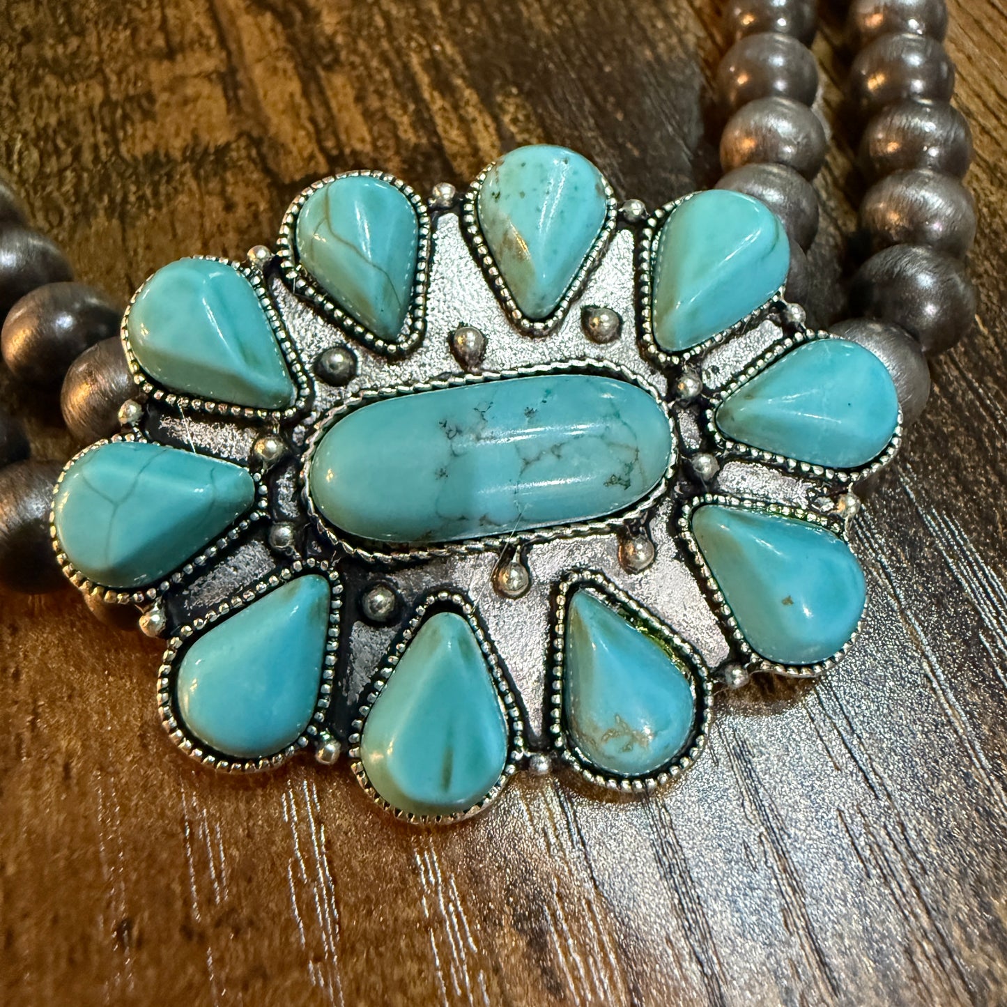 Handmade Navajo Style Turquoise Two Strand Choker Necklace 16 To 21 Inches With Extender Wild West Boho