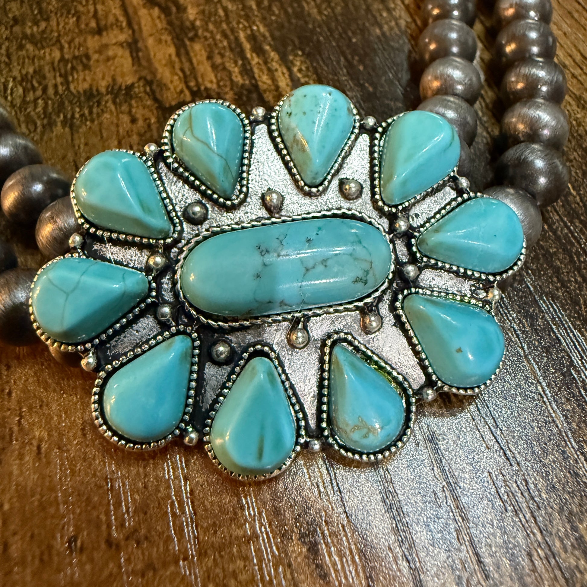Handmade Navajo Style Turquoise Two Strand Choker Necklace 16 To 21 Inches With Extender Wild West Boho