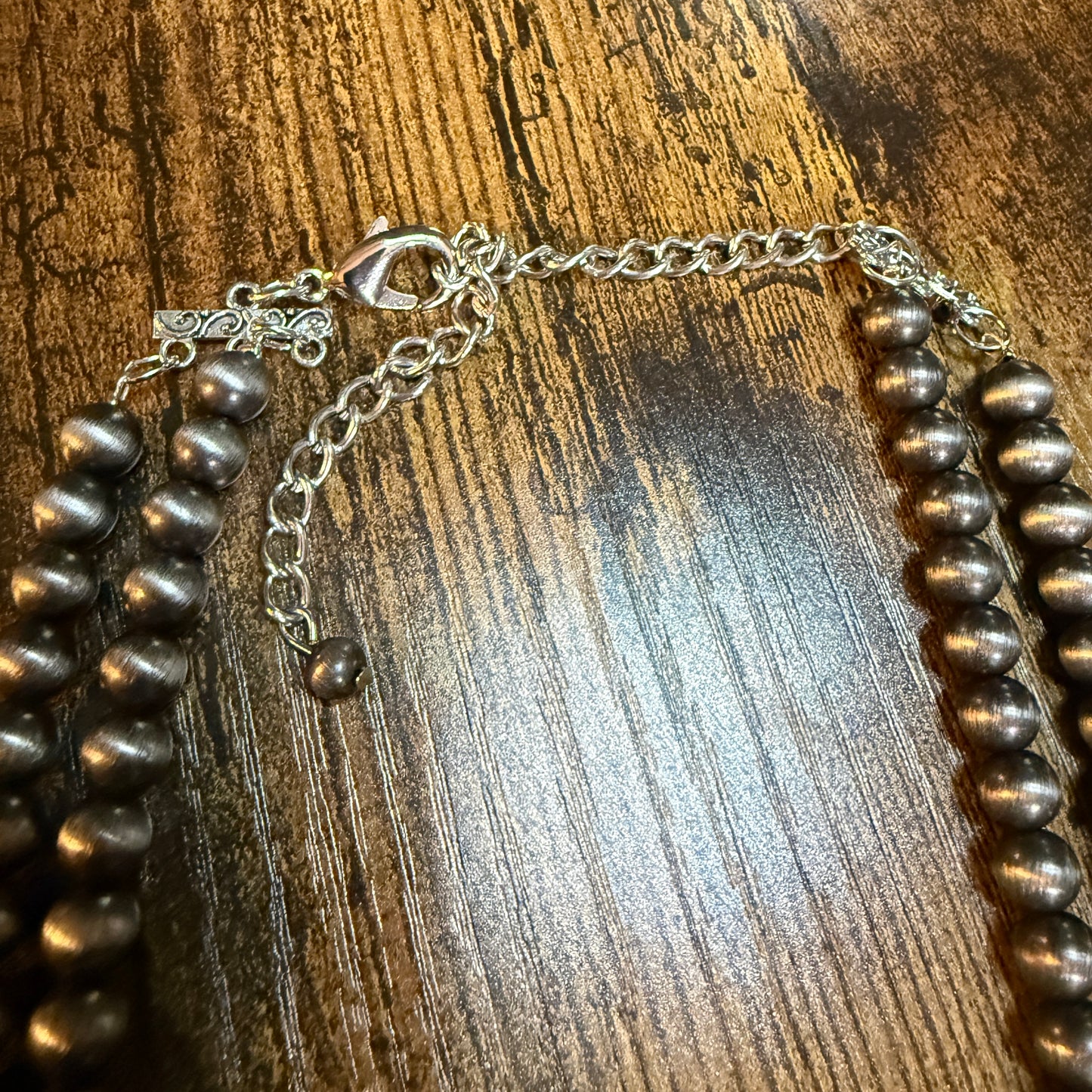 Handmade Navajo Thunderbird Pearl Bead Choker Necklace 16 Inch Wild West Boho