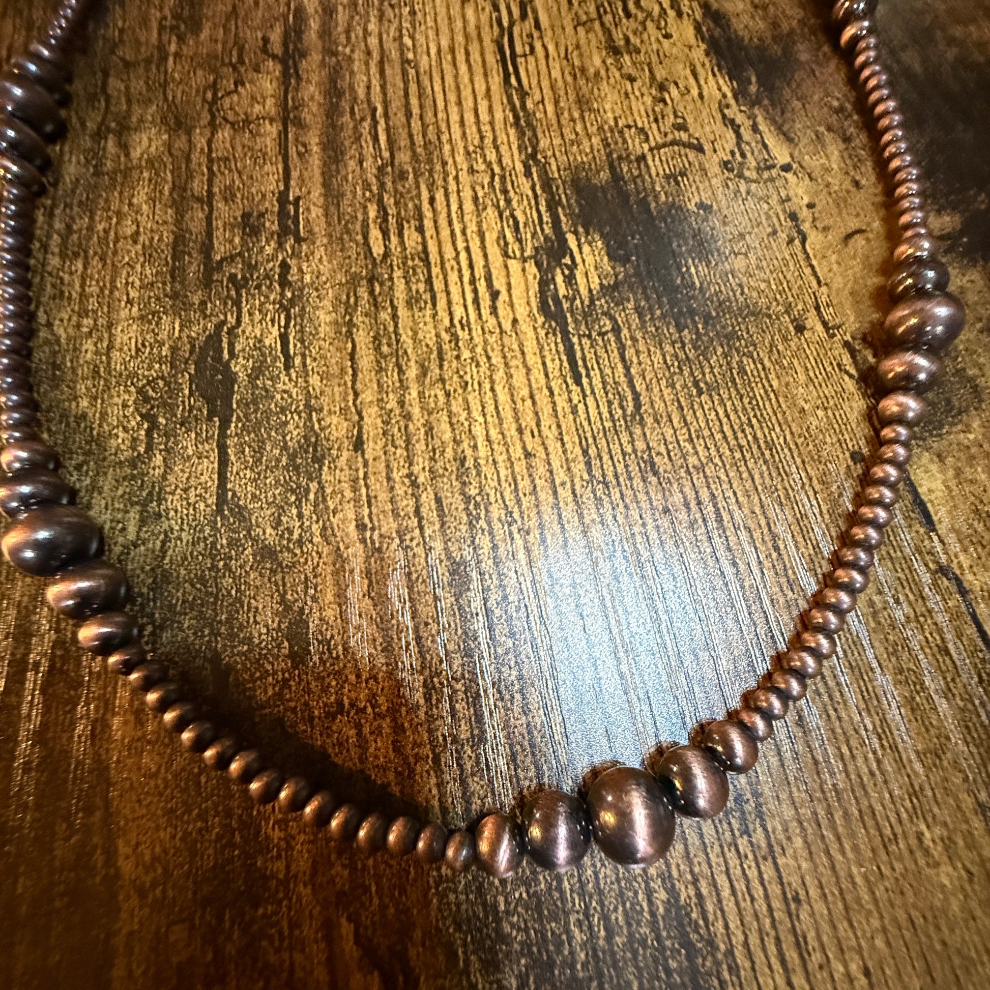Handmade Western Copper Tone Bead Necklace With 5 Inch Extender 22 To 27 Inches Wild West Boho