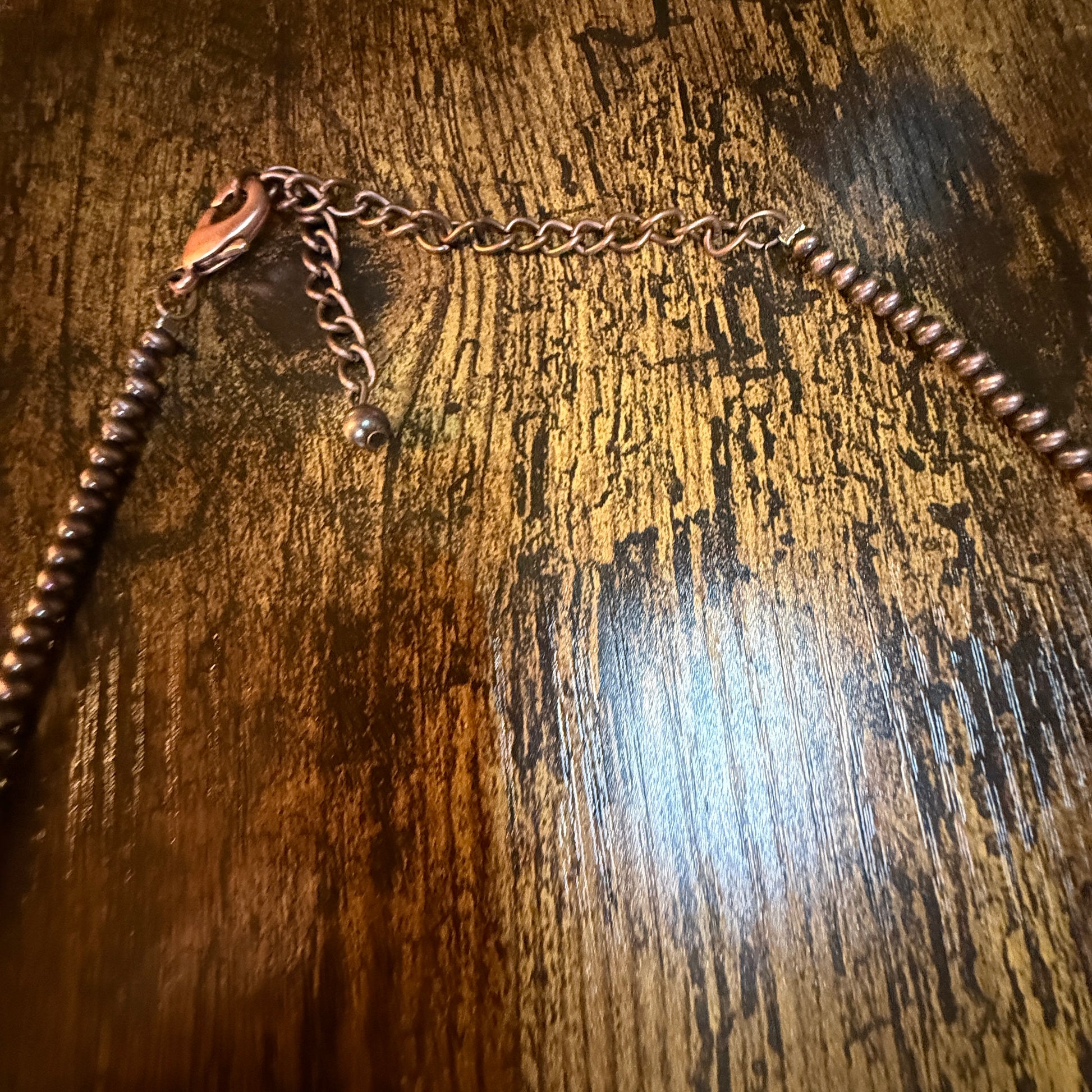 Handmade Western Copper Tone Bead Necklace With 5 Inch Extender 22 To 27 Inches Wild West Boho