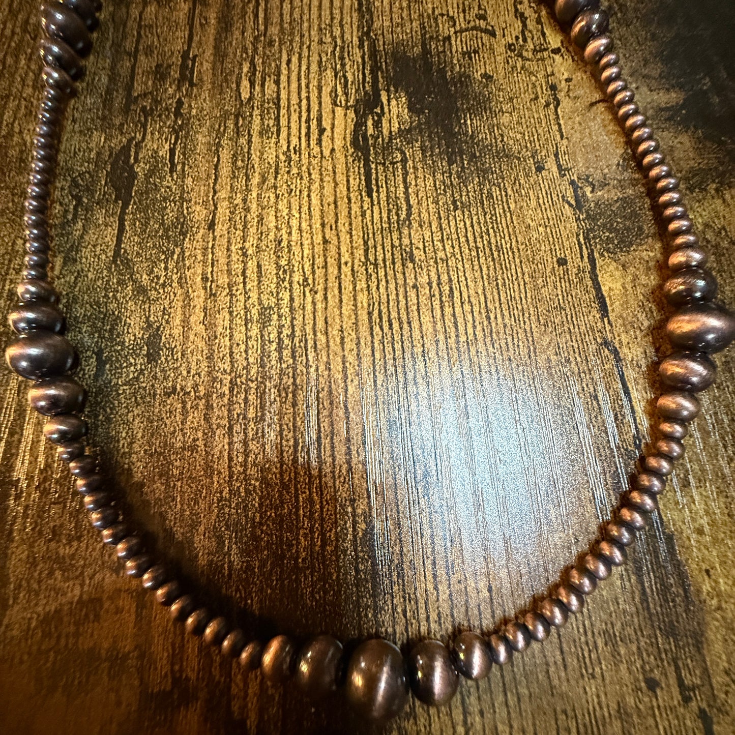 Handmade Western Copper Tone Bead Necklace With 5 Inch Extender 22 To 27 Inches Wild West Boho
