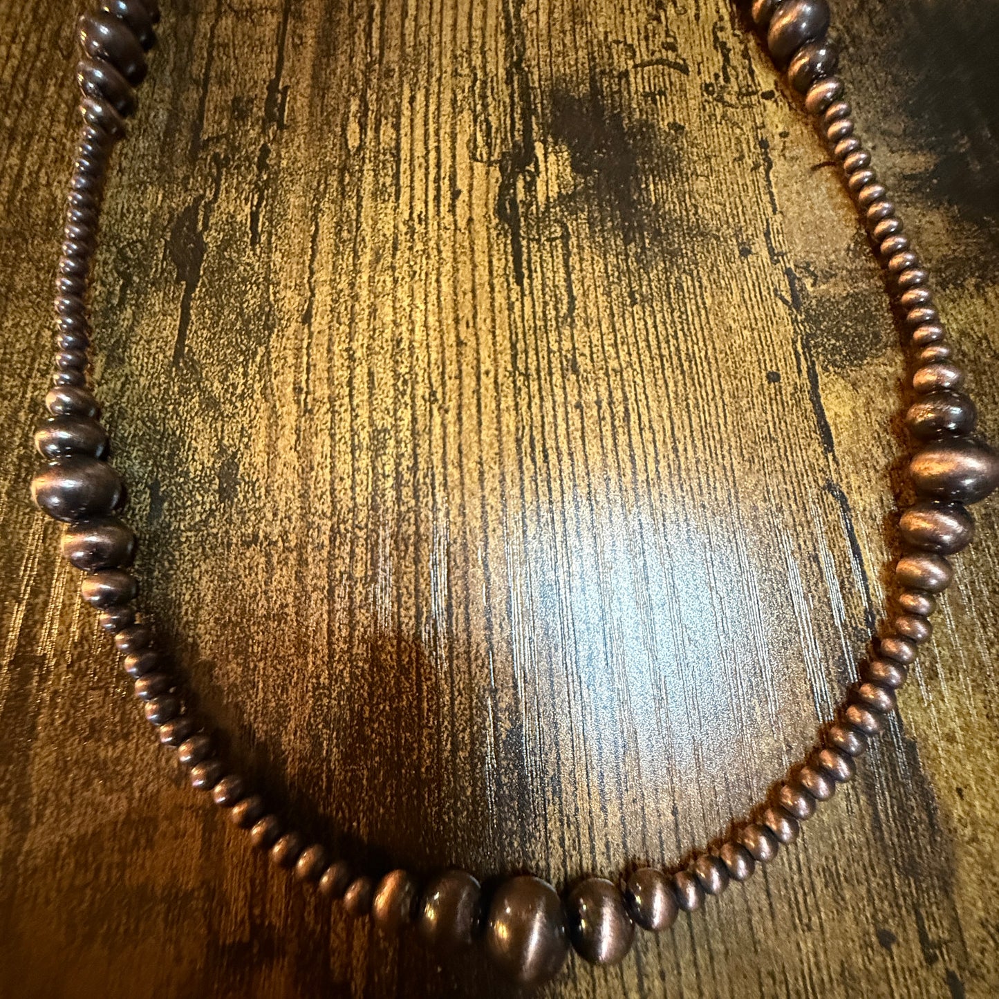 Handmade Western Copper Tone Bead Necklace With 5 Inch Extender 22 To 27 Inches Wild West Boho