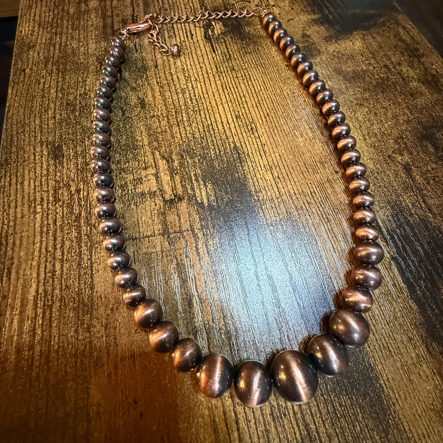 Copper Western Bead Necklace Handmade Navajo Style Adjustable 16 To 21 Inches Wild West Boho