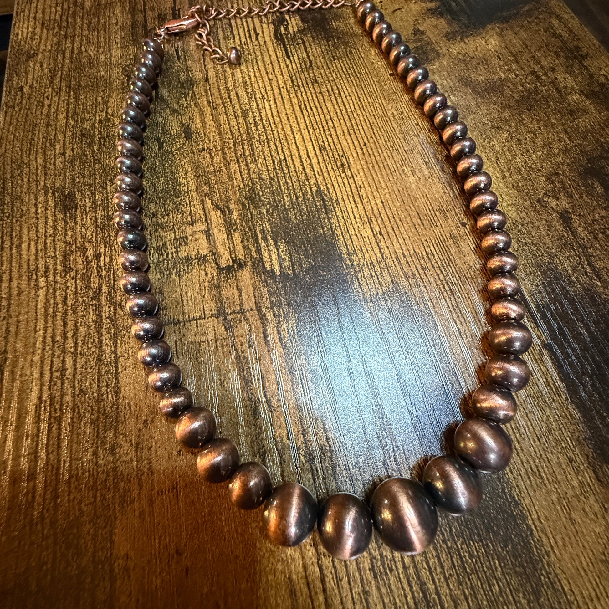 Copper Western Bead Necklace Handmade Navajo Style Adjustable 16 To 21 Inches Wild West Boho