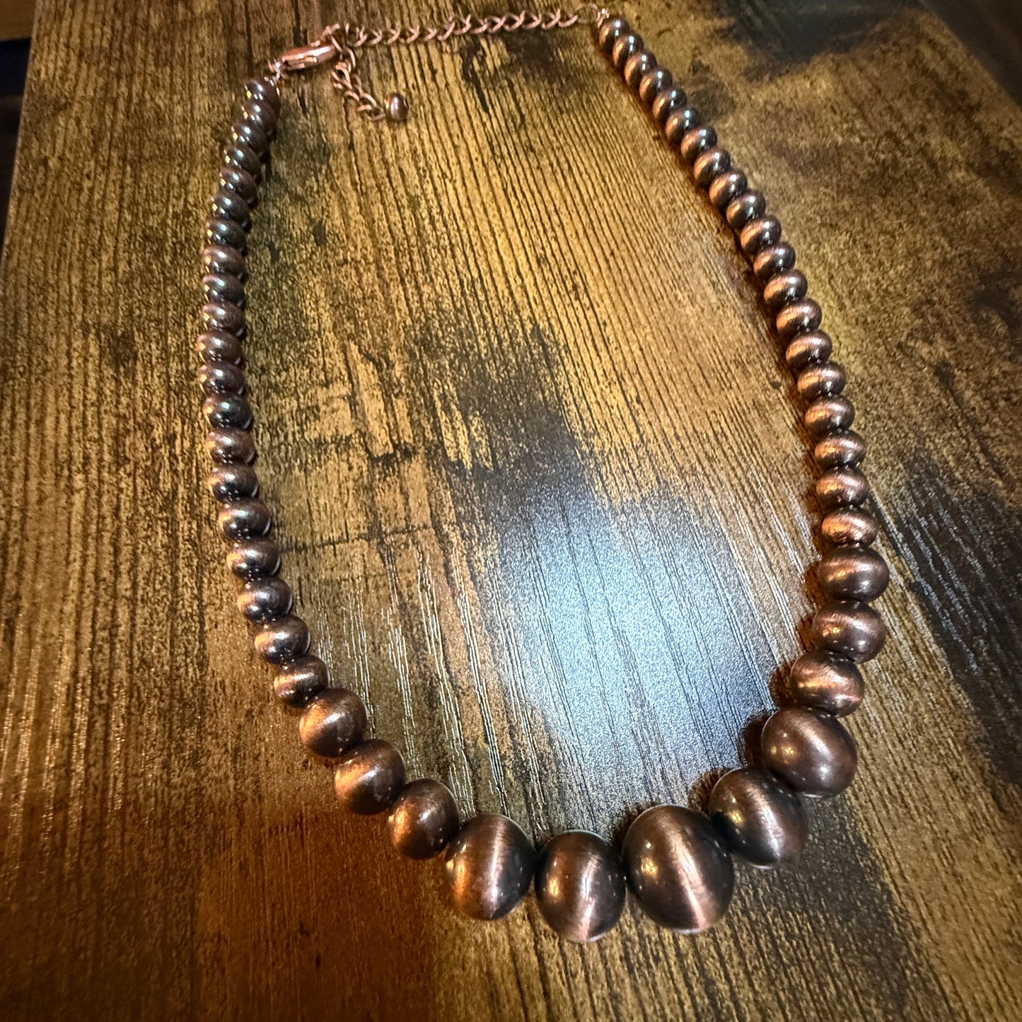 Copper Western Bead Necklace Handmade Navajo Style Adjustable 16 To 21 Inches Wild West Boho