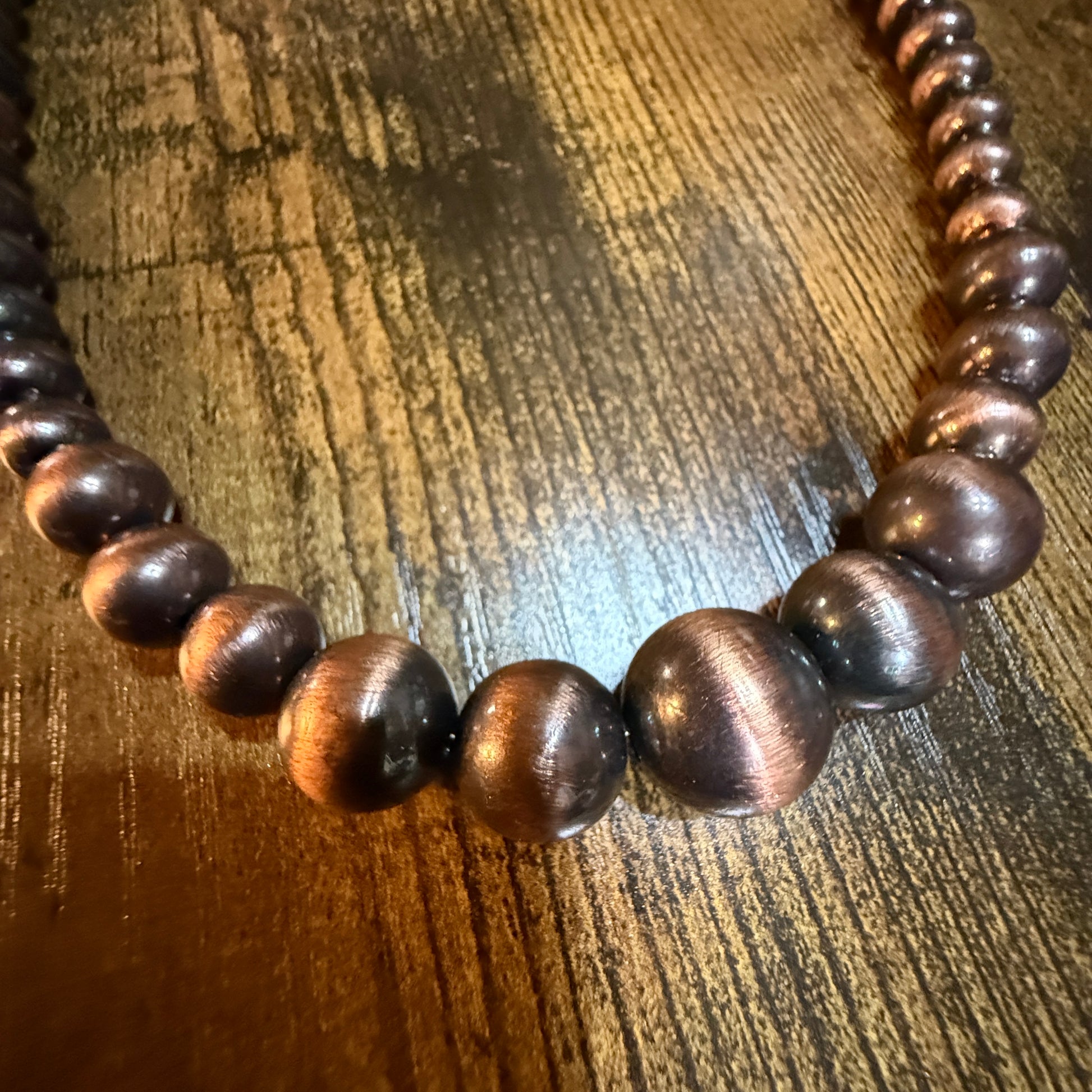 Copper Western Bead Necklace Handmade Navajo Style Adjustable 16 To 21 Inches Wild West Boho