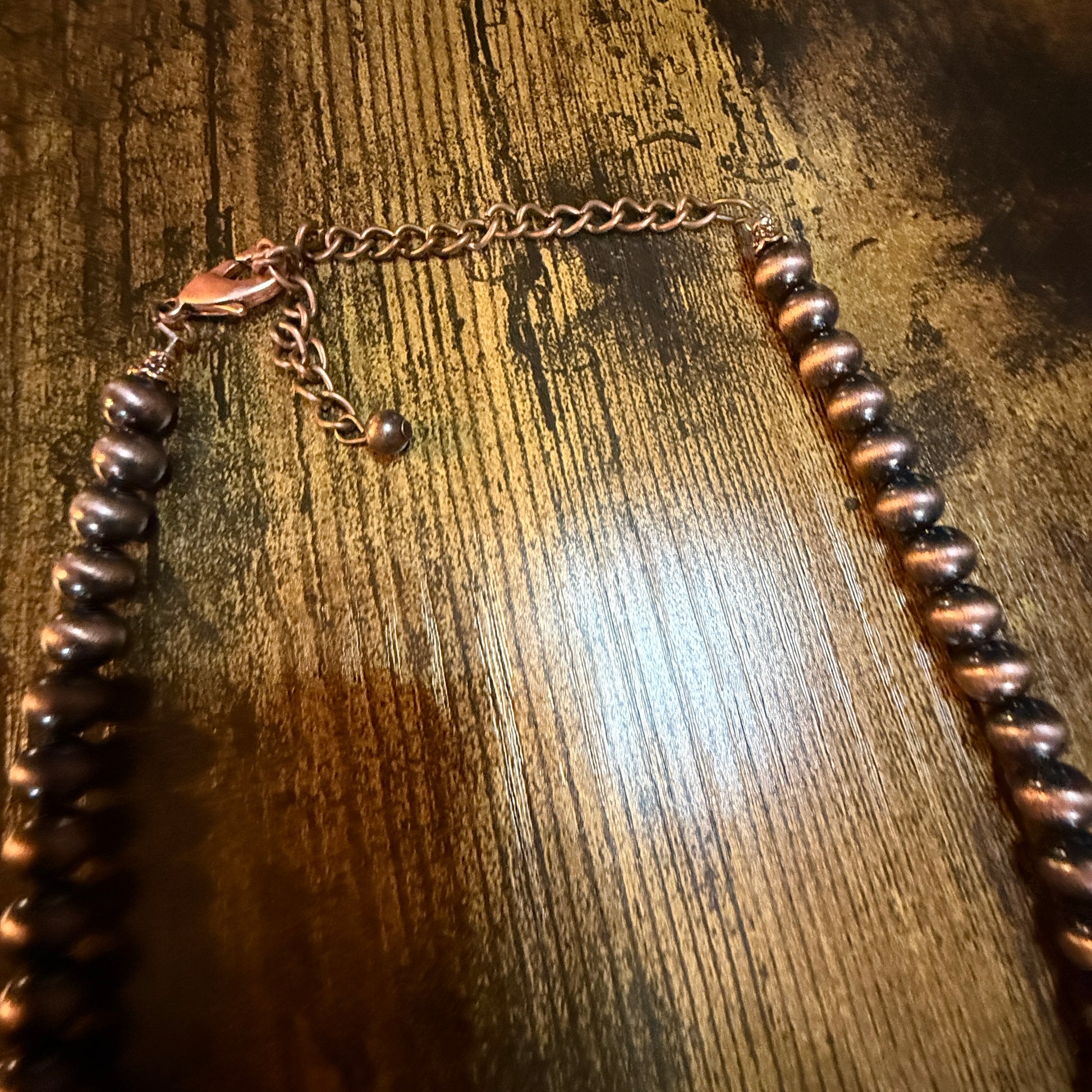 Copper Western Bead Necklace Handmade Navajo Style Adjustable 16 To 21 Inches Wild West Boho