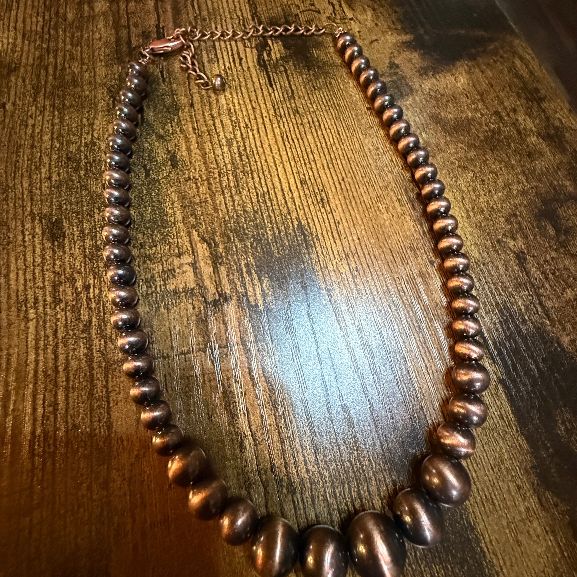 Copper Western Bead Necklace Handmade Navajo Style Adjustable 16 To 21 Inches Wild West Boho