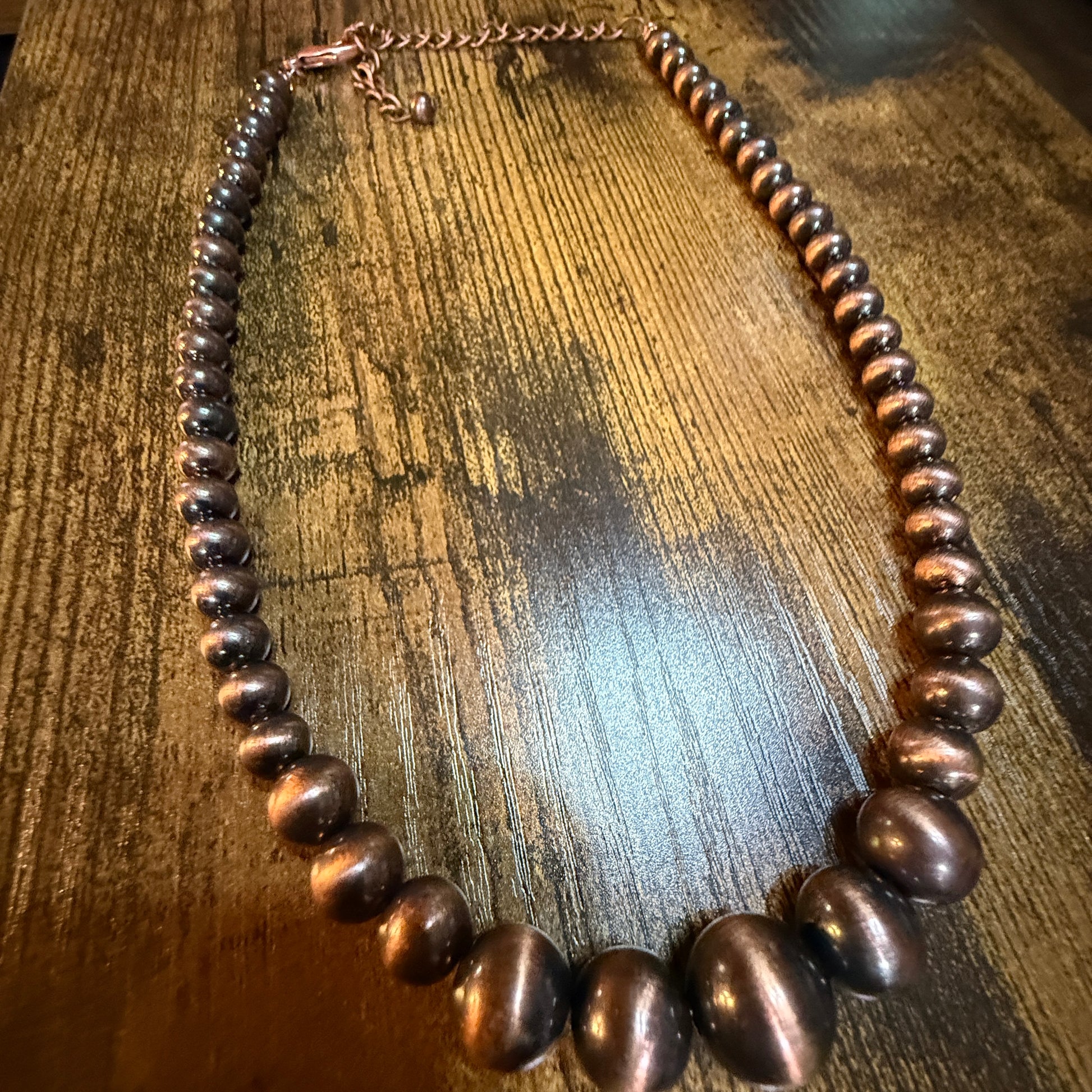 Copper Western Bead Necklace Handmade Navajo Style Adjustable 16 To 21 Inches Wild West Boho
