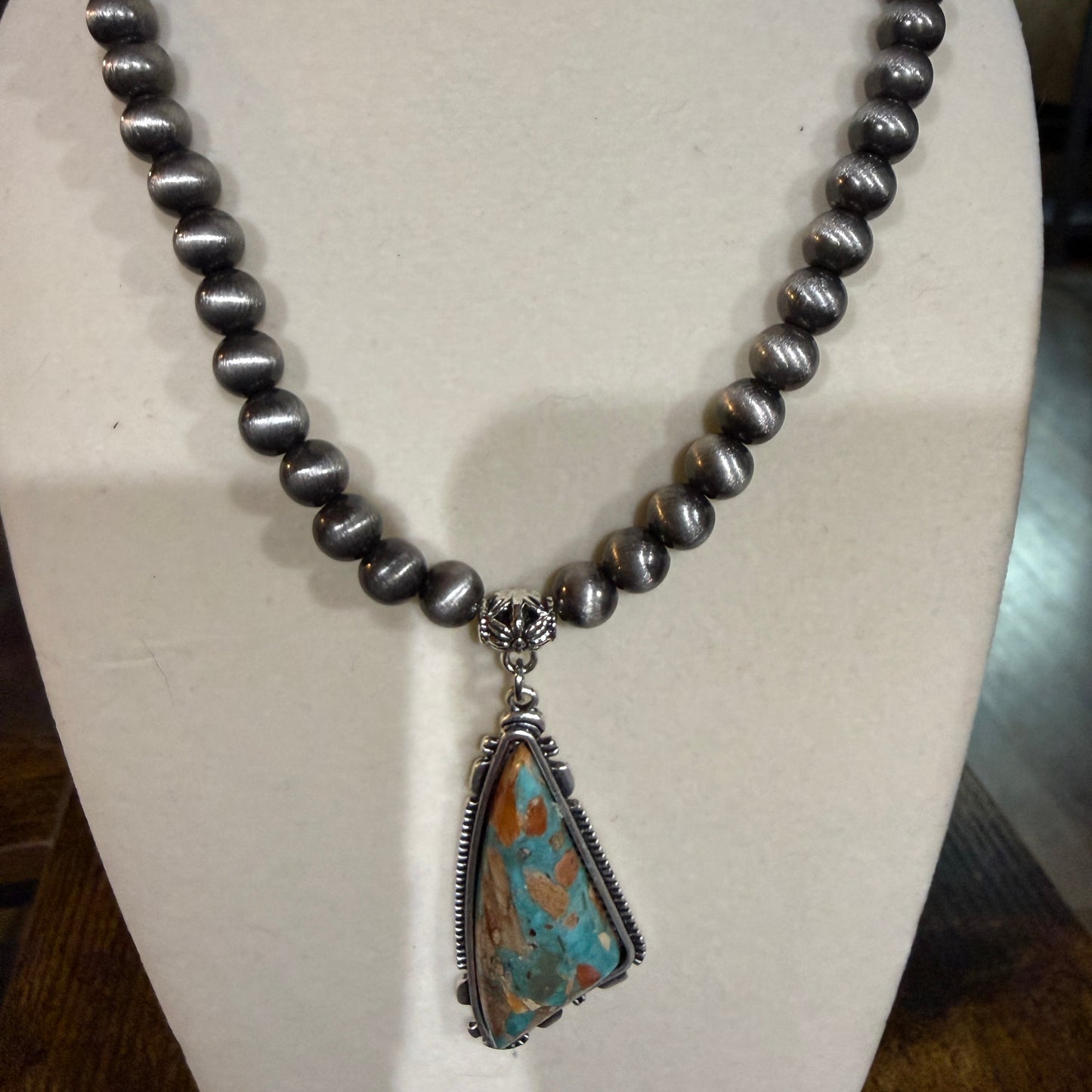 Western Gemstone Necklace Adjustable 16 To 21 Inches With Navajo Style Beads Wild West Boho