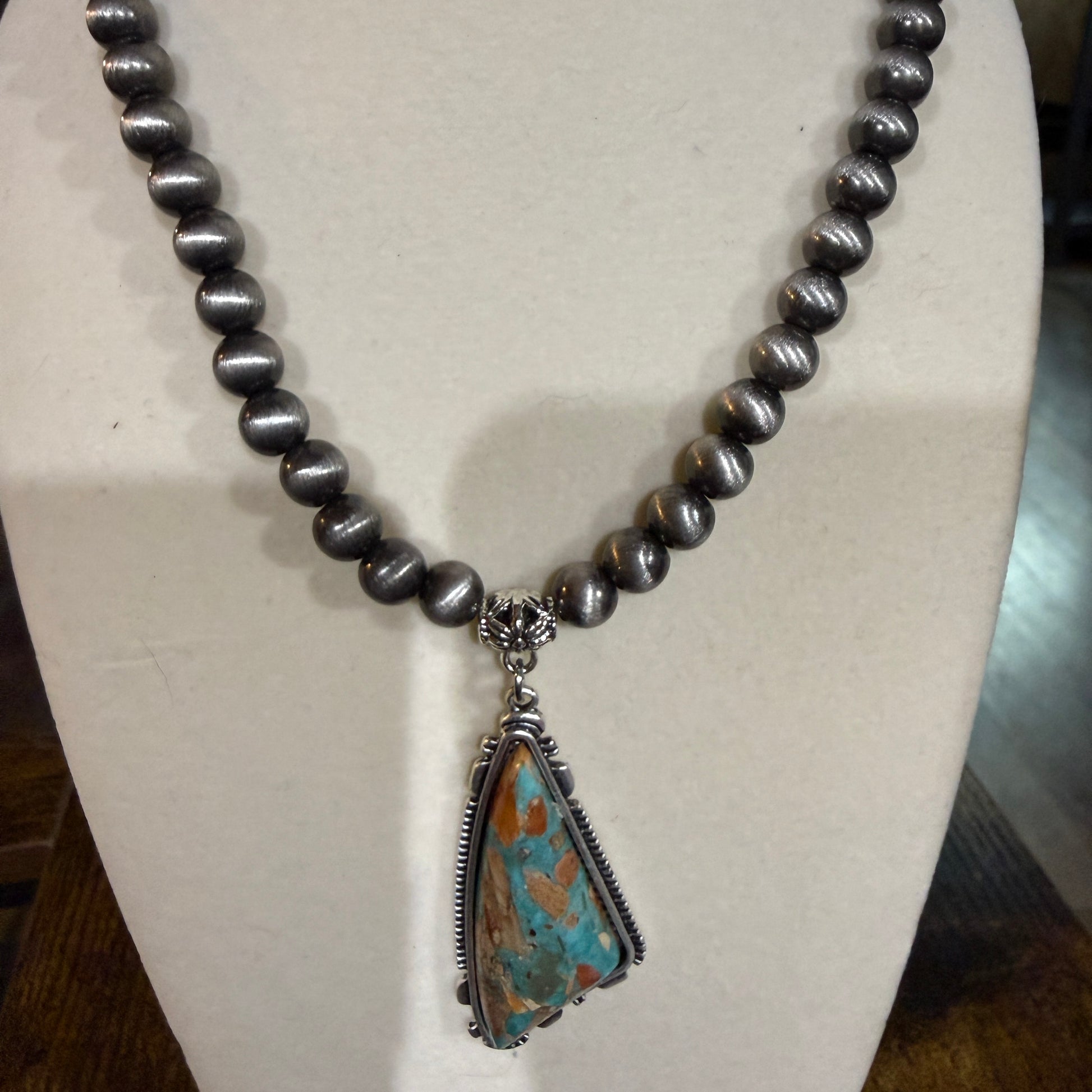 Western Gemstone Necklace Adjustable 16 To 21 Inches With Navajo Style Beads Wild West Boho