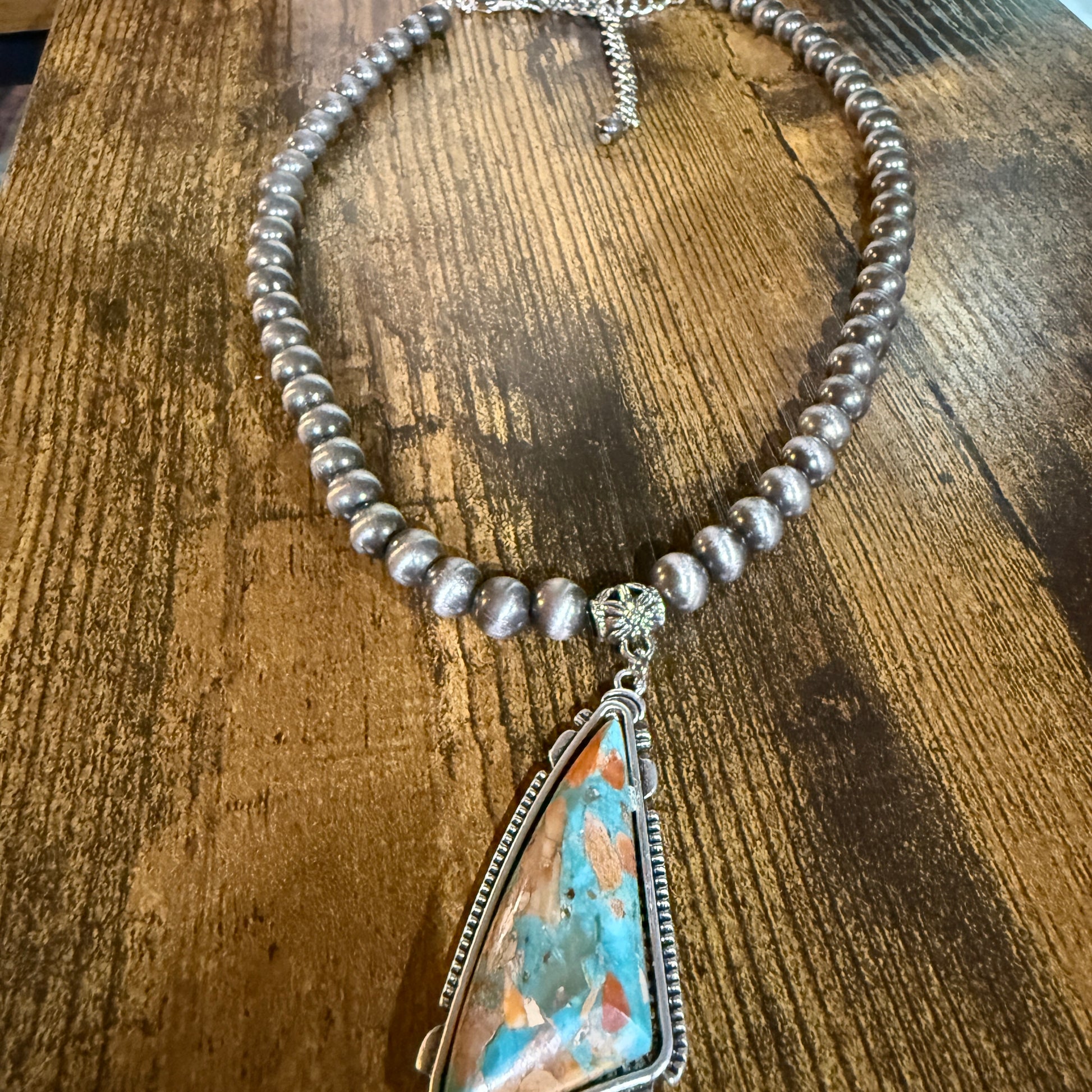 Western Gemstone Necklace Adjustable 16 To 21 Inches With Navajo Style Beads Wild West Boho