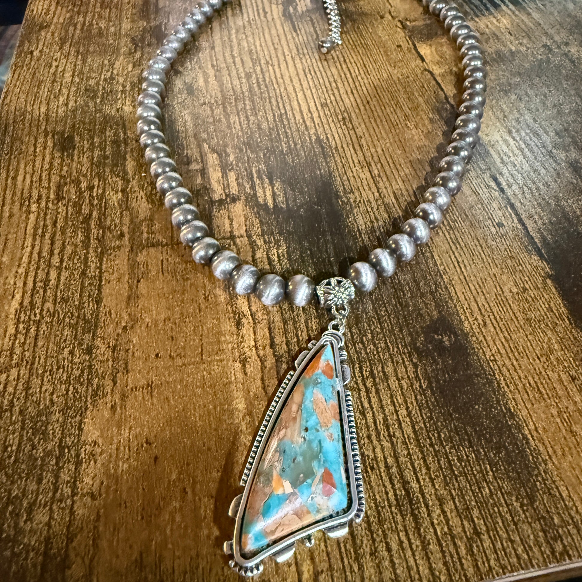 Western Gemstone Necklace Adjustable 16 To 21 Inches With Navajo Style Beads Wild West Boho