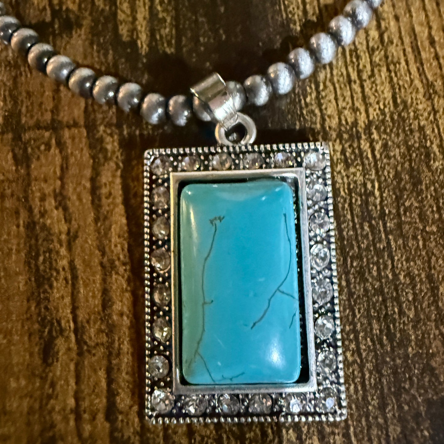 Handmade Navajo Style Turquoise 4 mm Bead Necklace with Pendant 16 to 21 Inches Wild West Boho