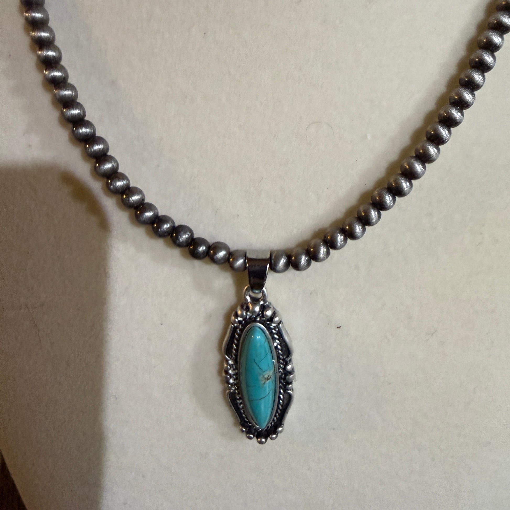 Turquoise Navajo Style Bead Necklace 15 To 20 Inches With 5 Inch Extender Wild West Boho