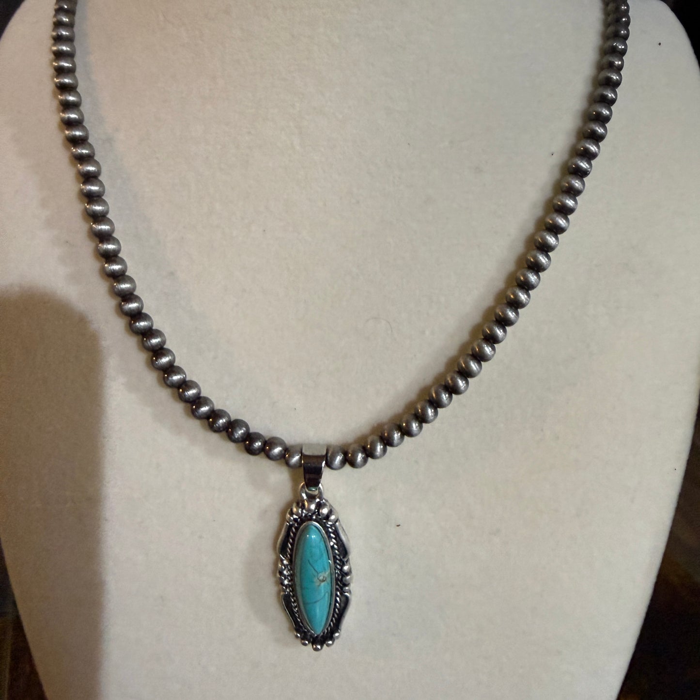 Turquoise Navajo Style Bead Necklace 15 To 20 Inches With 5 Inch Extender Wild West Boho