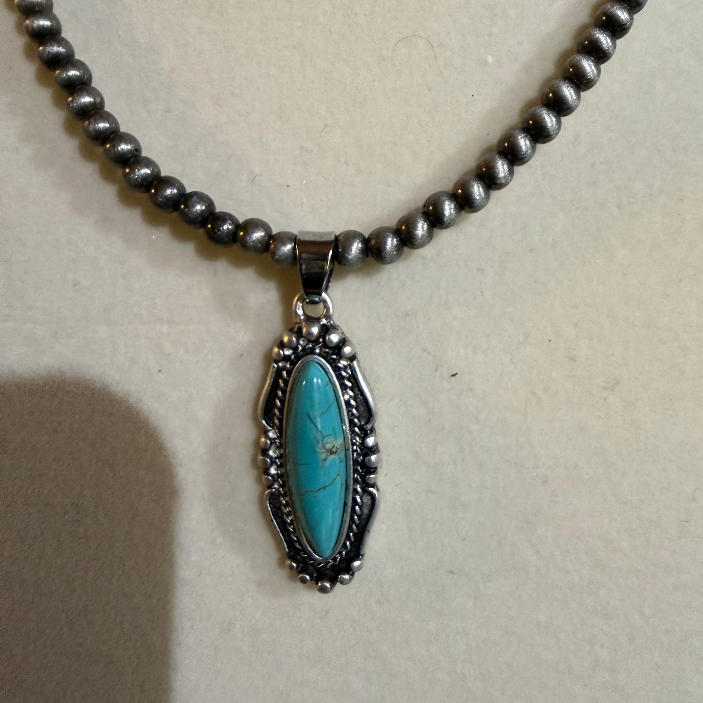 Turquoise Navajo Style Bead Necklace 15 To 20 Inches With 5 Inch Extender Wild West Boho