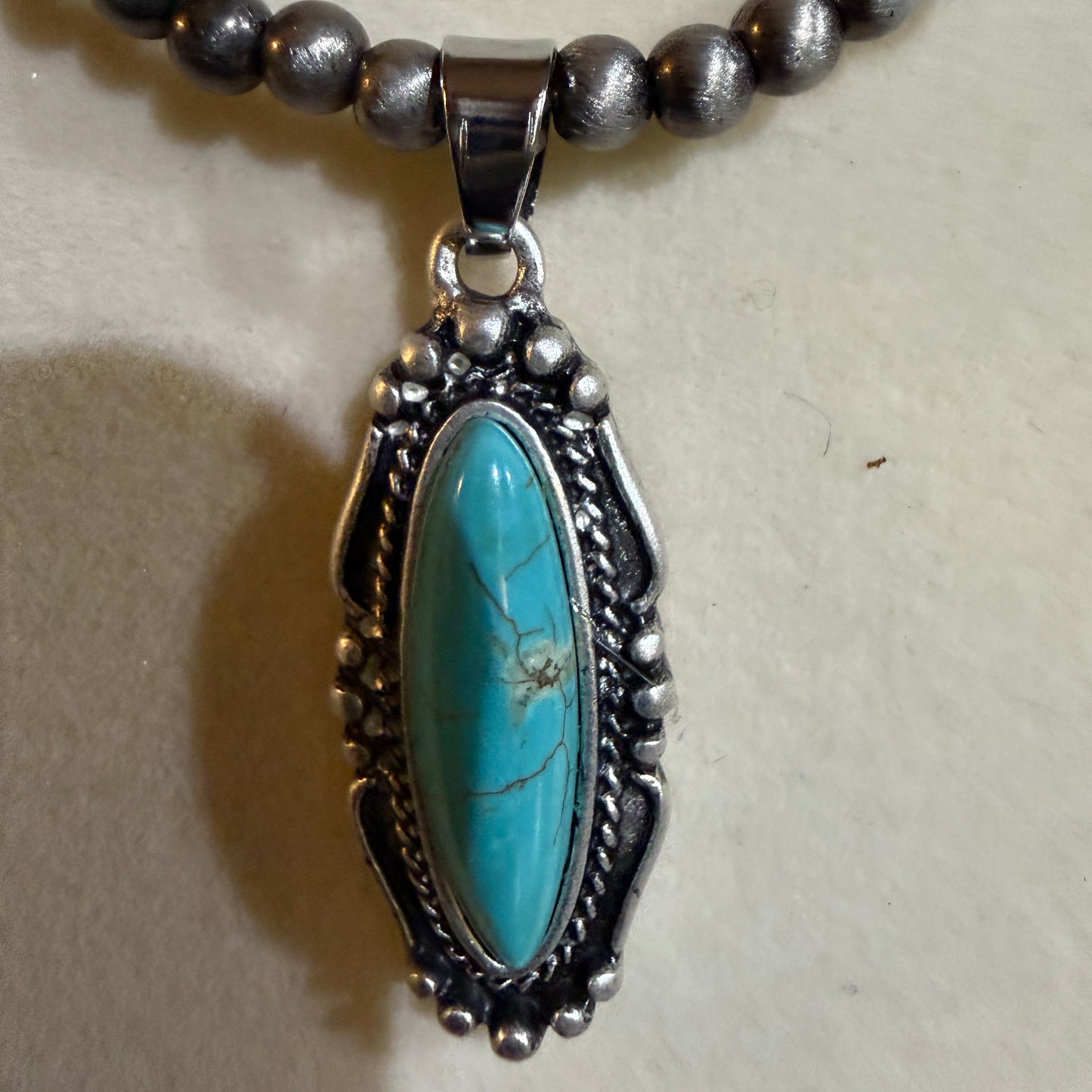 Turquoise Navajo Style Bead Necklace 15 To 20 Inches With 5 Inch Extender Wild West Boho