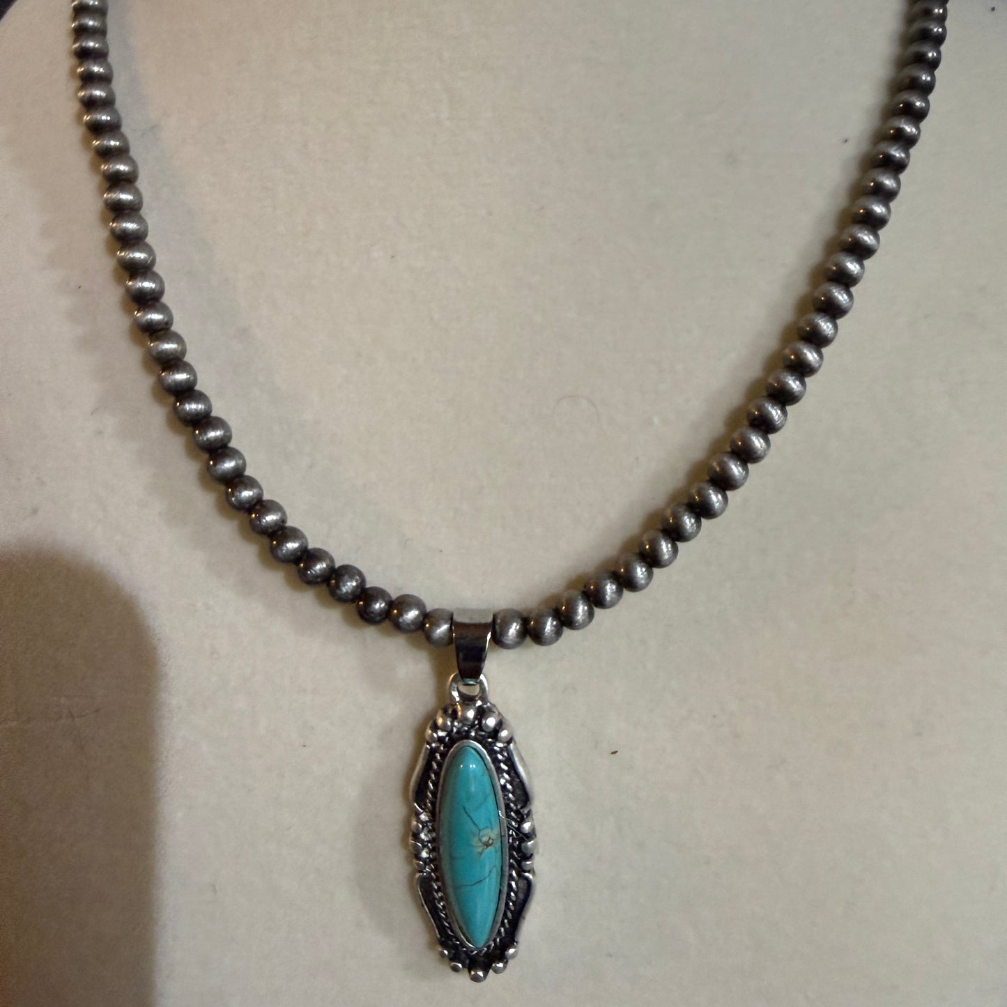 Turquoise Navajo Style Bead Necklace 15 To 20 Inches With 5 Inch Extender Wild West Boho