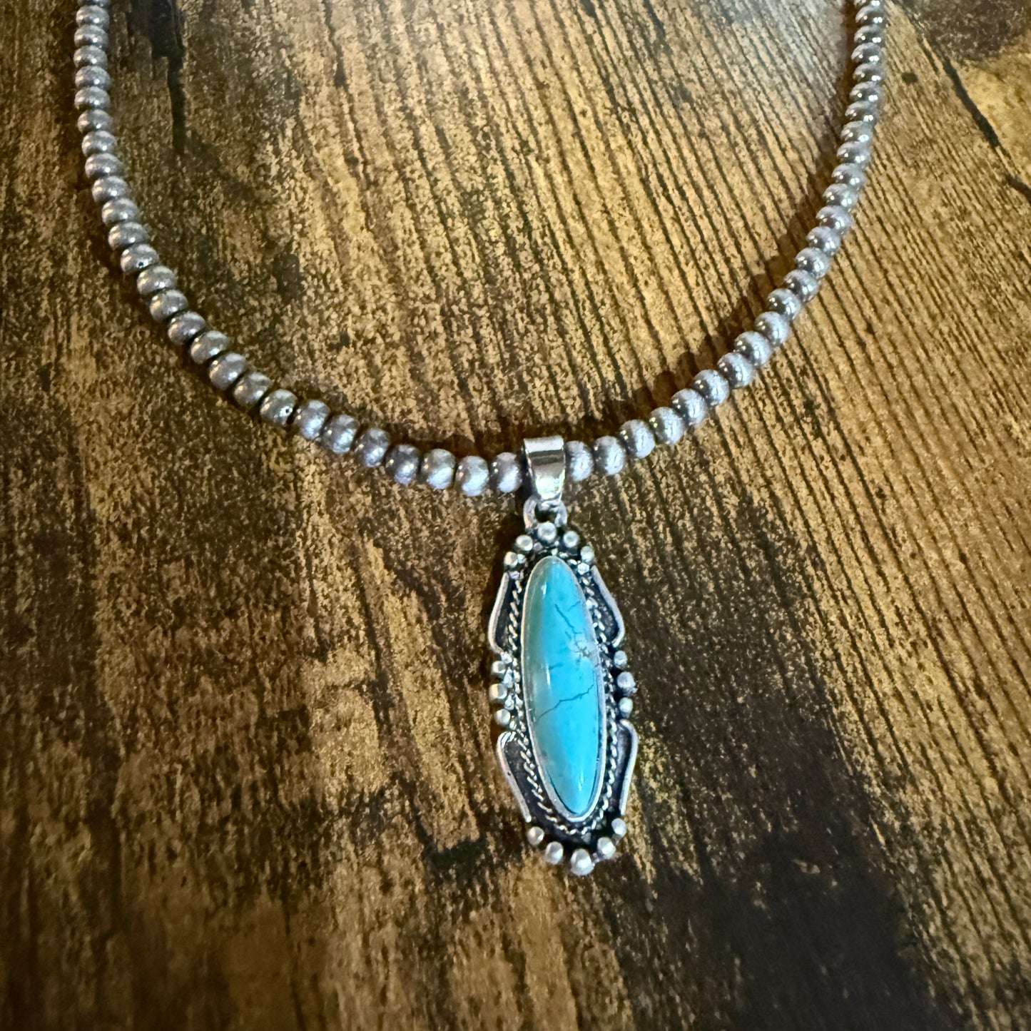 Turquoise Navajo Style Bead Necklace 15 To 20 Inches With 5 Inch Extender Wild West Boho