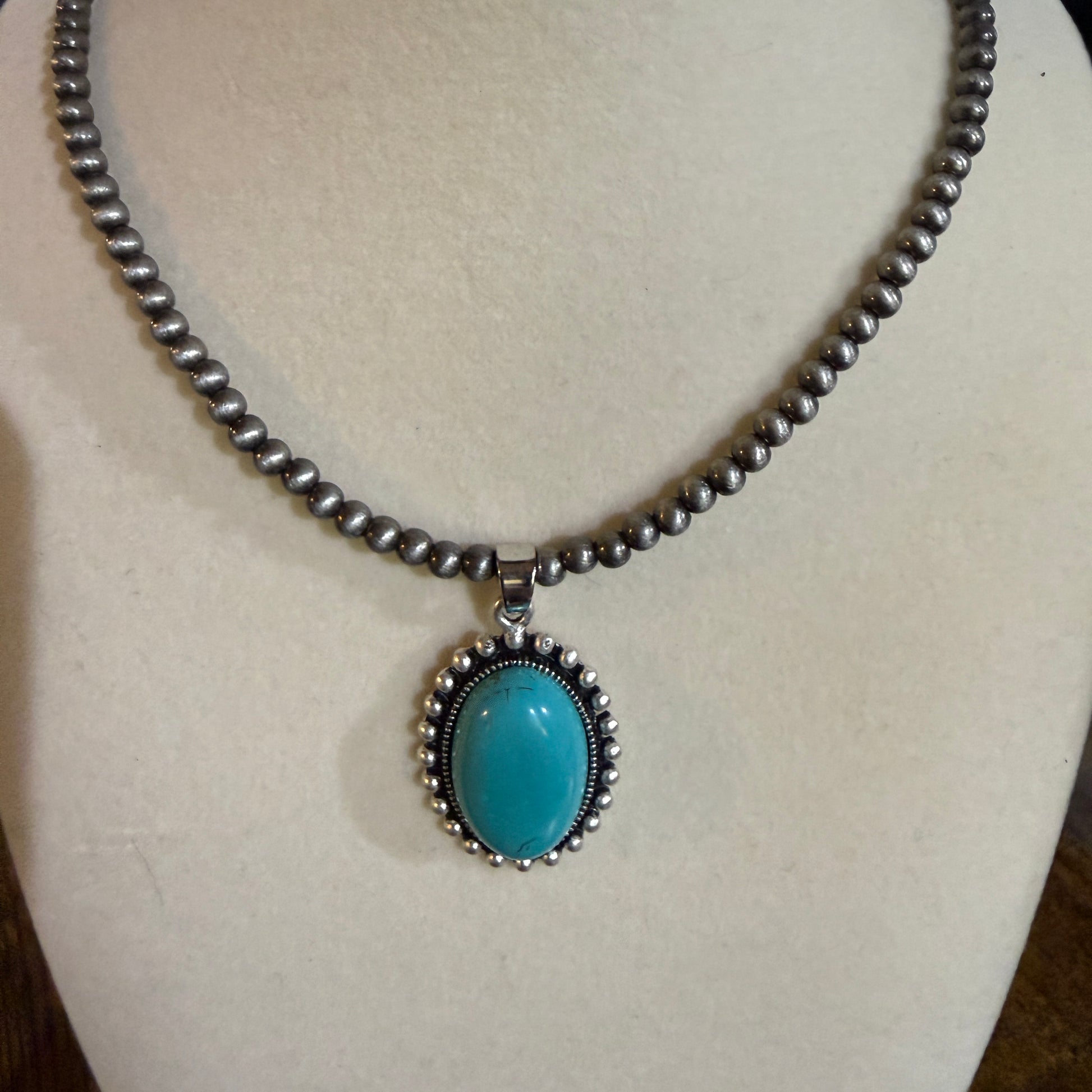 Adjustable Navajo Style Turquoise Bead Necklace 4mm 15 to 20 Inches Pendant Wild West Boho