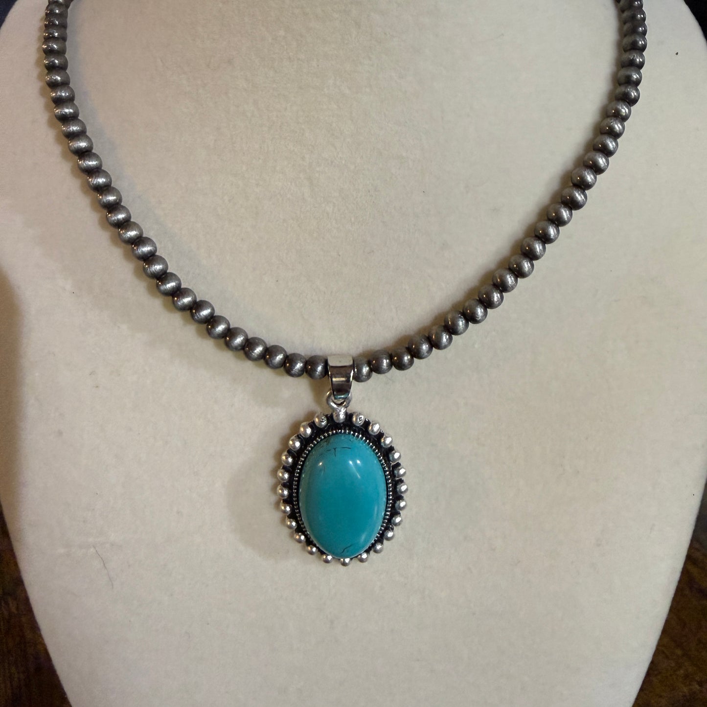 Adjustable Navajo Style Turquoise Bead Necklace 4mm 15 to 20 Inches Pendant Wild West Boho