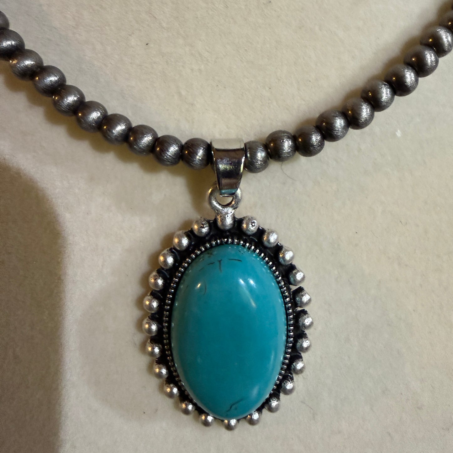Adjustable Navajo Style Turquoise Bead Necklace 4mm 15 to 20 Inches Pendant Wild West Boho