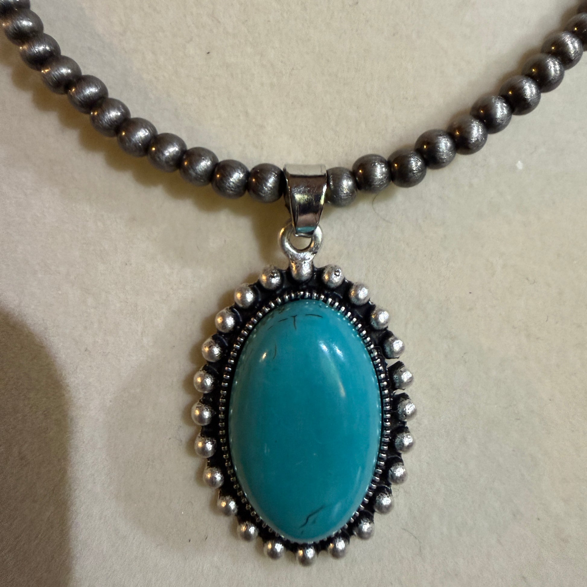 Adjustable Navajo Style Turquoise Bead Necklace 4mm 15 to 20 Inches Pendant Wild West Boho