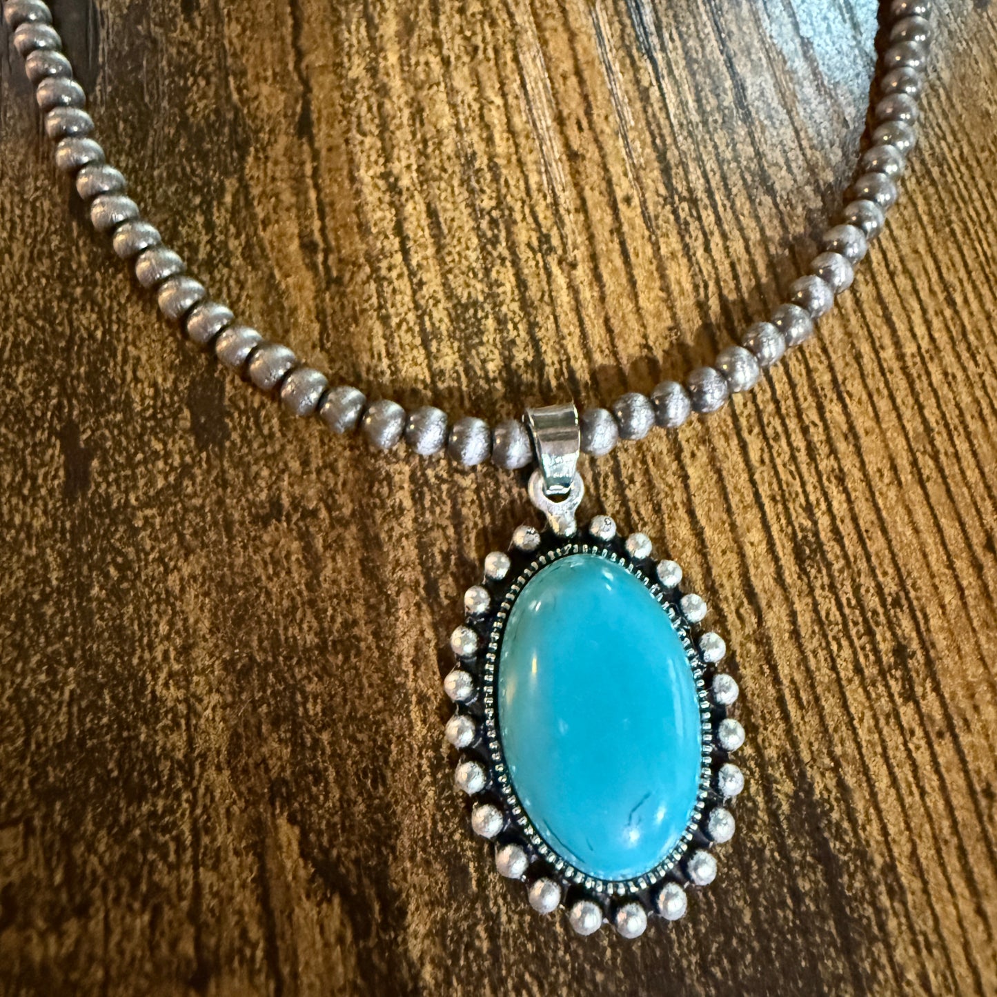 Adjustable Navajo Style Turquoise Bead Necklace 4mm 15 to 20 Inches Pendant Wild West Boho