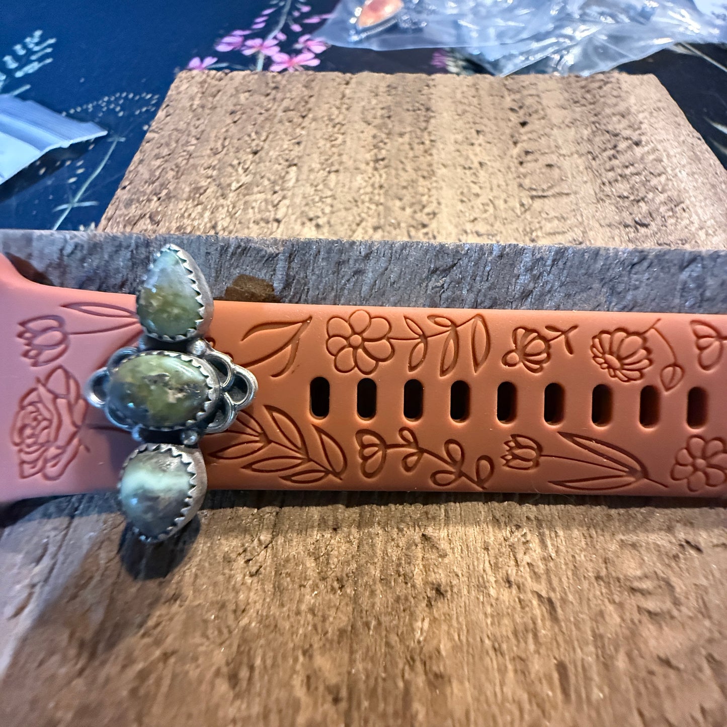 Emerald Valley Turquoise Gemstone Watch Band Charm In Sterling Silver Adjustable Wild West Boho