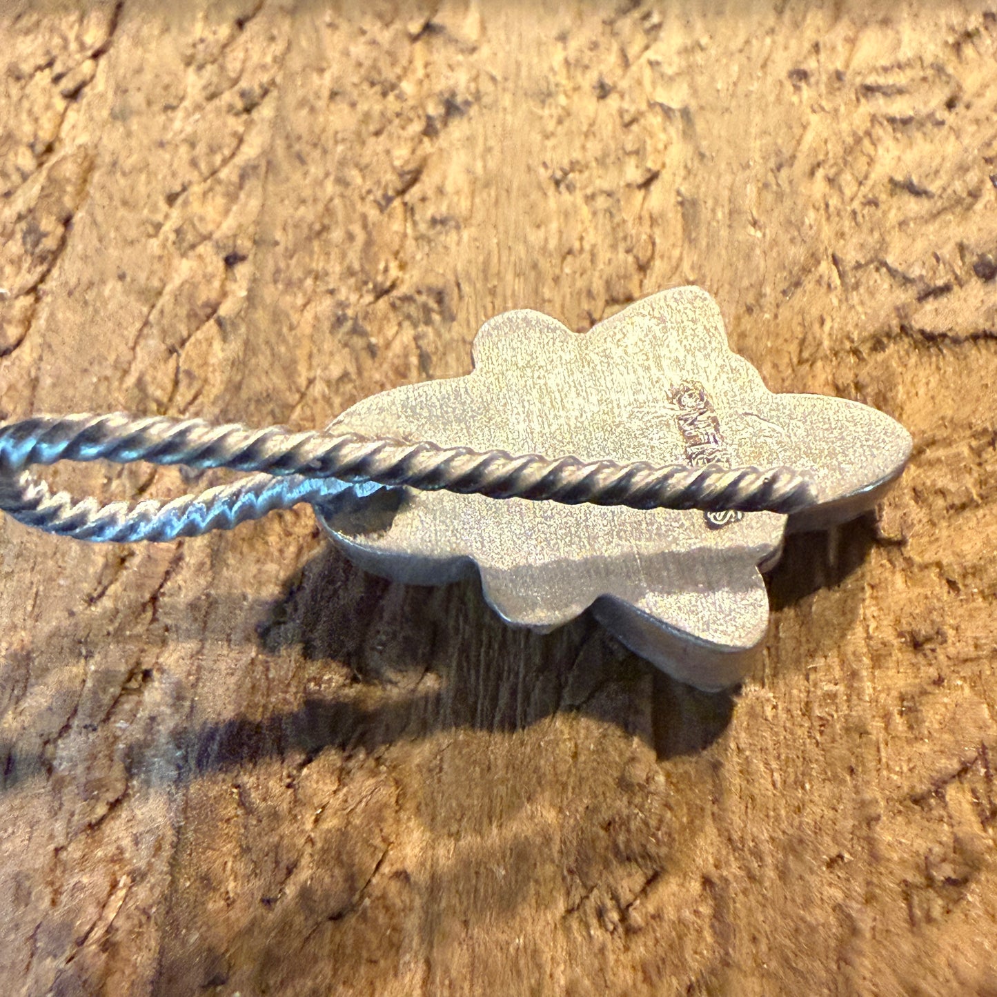 White Buffalo And Pink Conch Gemstone Hat Purse Slider Pin Charm Sterling Silver Wild West Boho