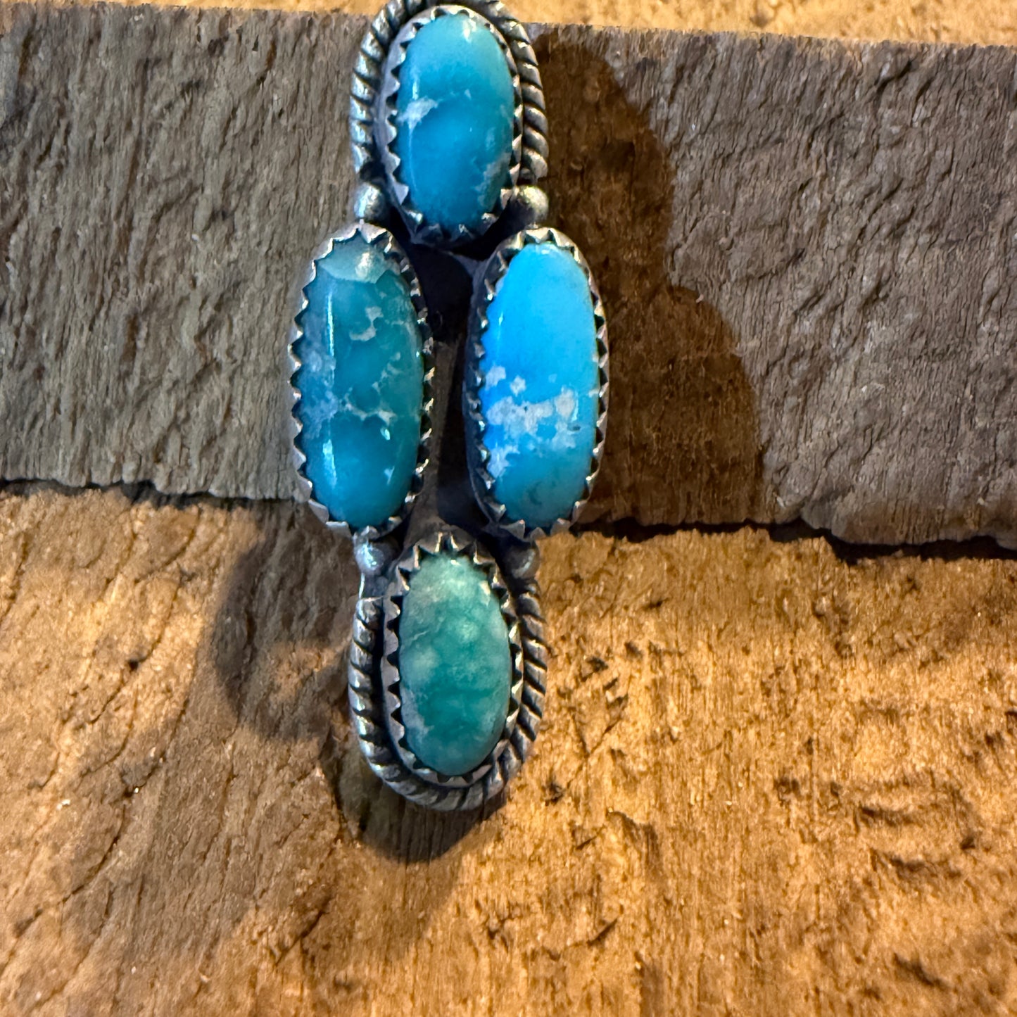 White Water Turquoise Gemstone Watch Band Charm Sterling Silver Adjustable Wild West Boho