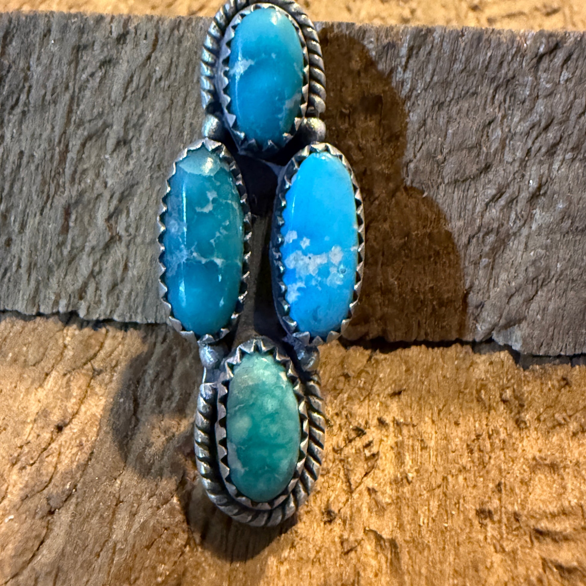 White Water Turquoise Gemstone Watch Band Charm Sterling Silver Adjustable Wild West Boho