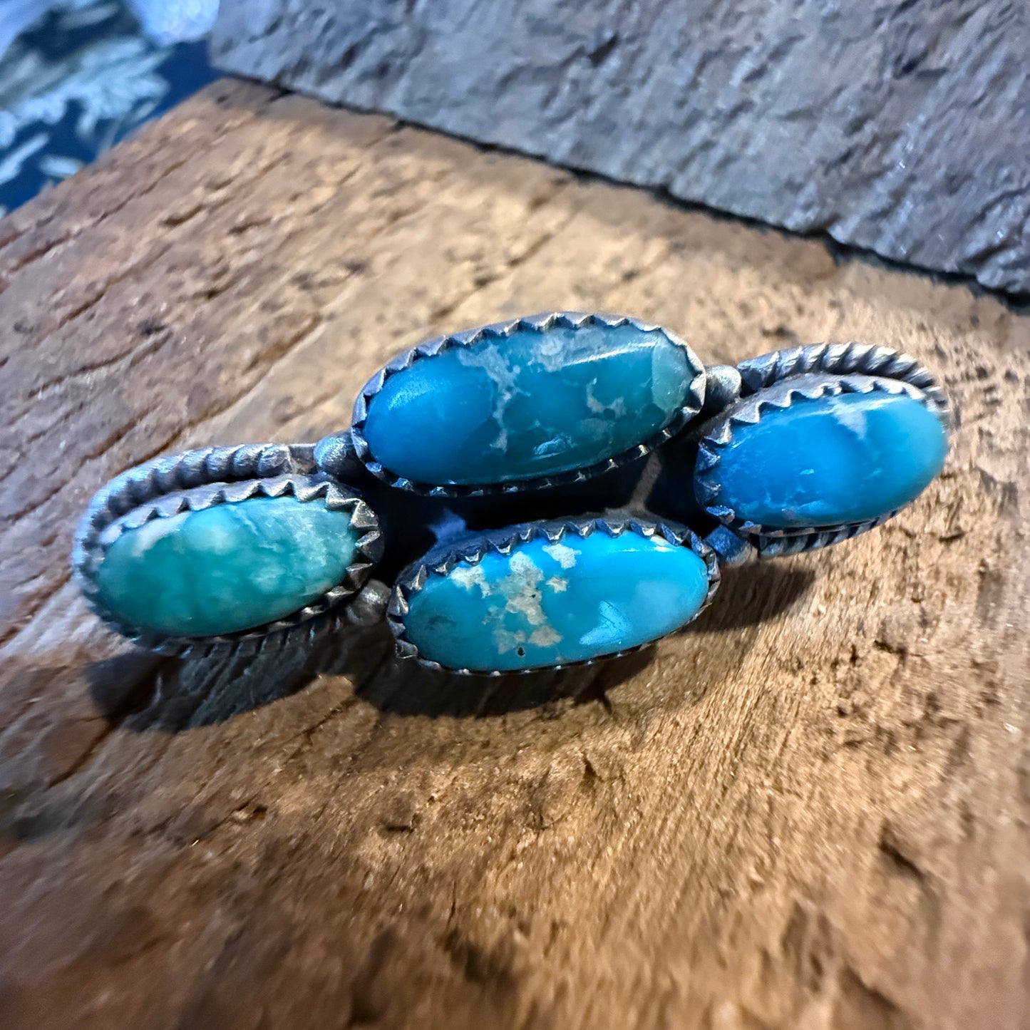 White Water Turquoise Gemstone Watch Band Charm Sterling Silver Adjustable Wild West Boho