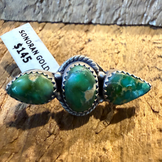 Sonoran Gold Turquoise Gemstone Watch Band Charm in Sterling Silver Adjustable Wild West Boho