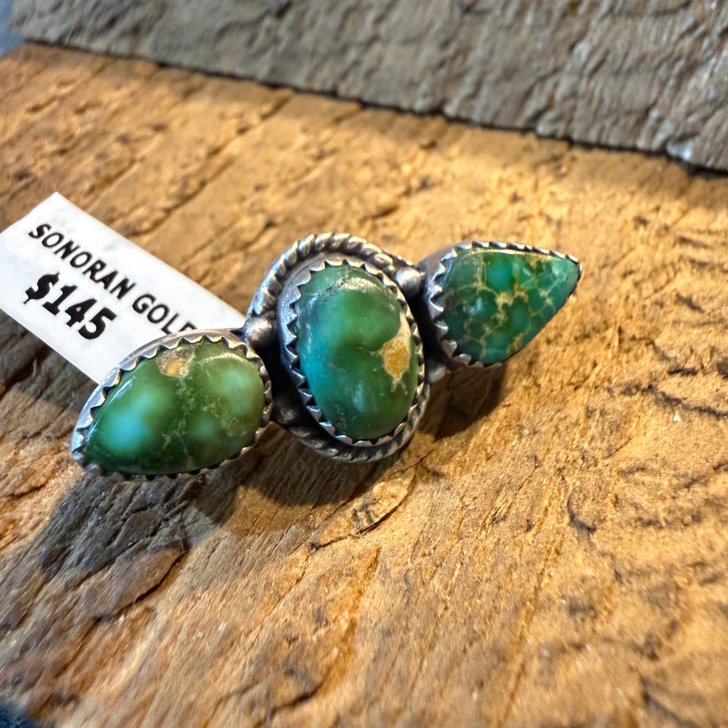 Sonoran Gold Turquoise Gemstone Watch Band Charm in Sterling Silver Adjustable Wild West Boho