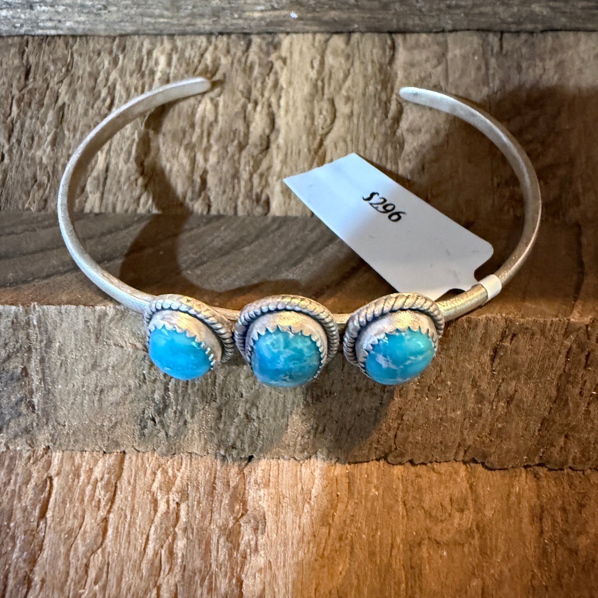 White Water Turquoise Gemstone Flex Stackable Bangle Sterling Silver Wild West Boho