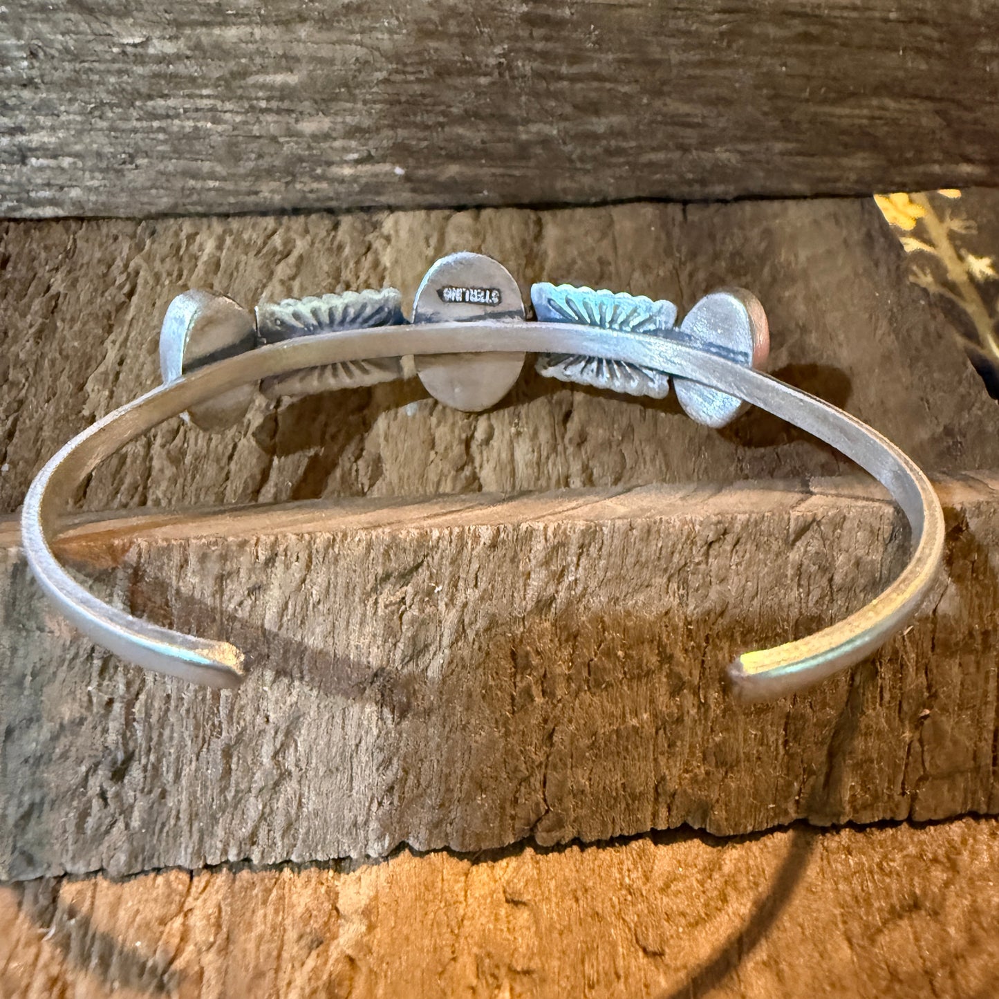 Pink Conch Gemstone Flex Stacker Bangle Bracelet In Sterling Silver Wild West Boho